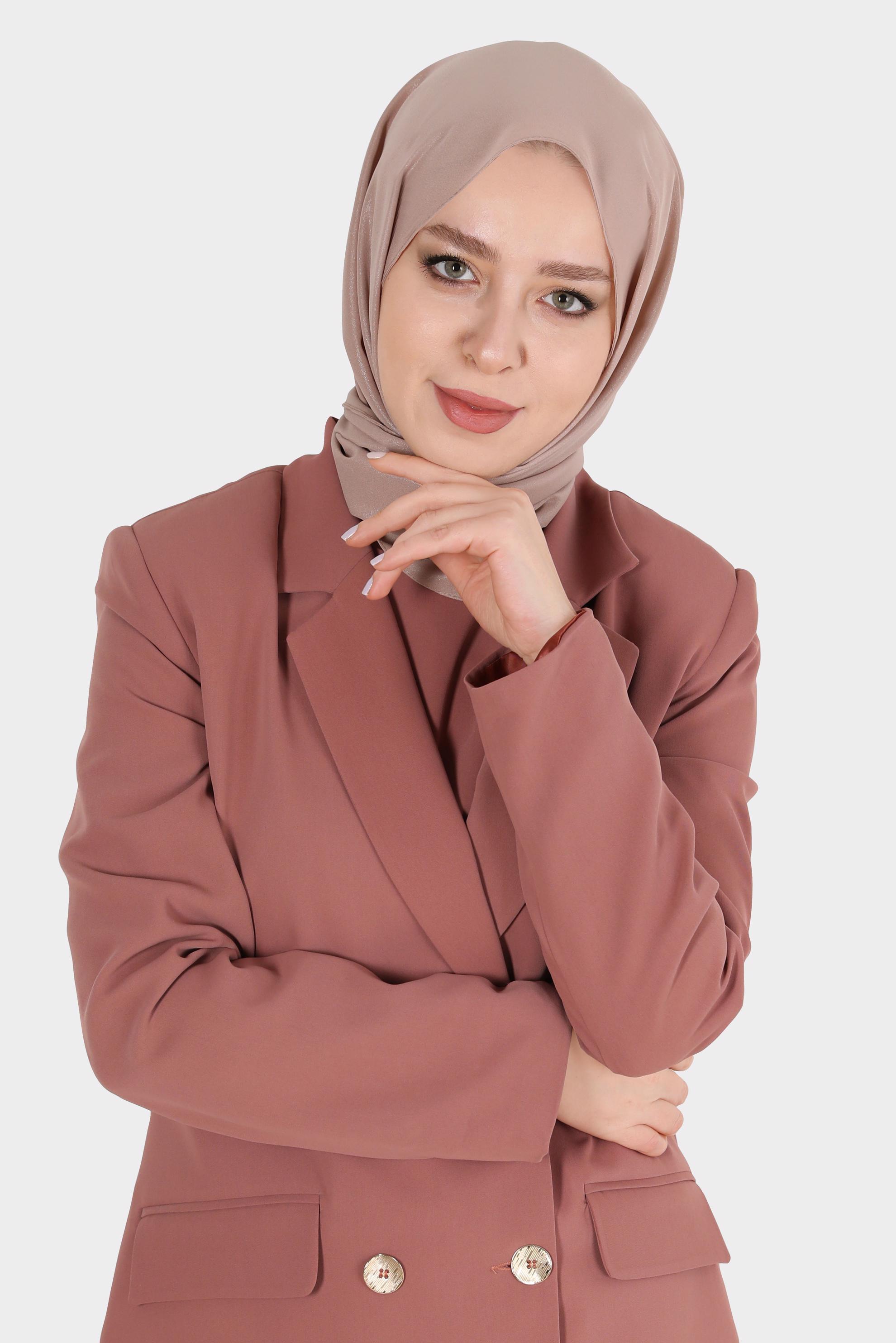 Tesettür giyim BEJ ALVİNA SİMLİ KREP ŞAL 8117