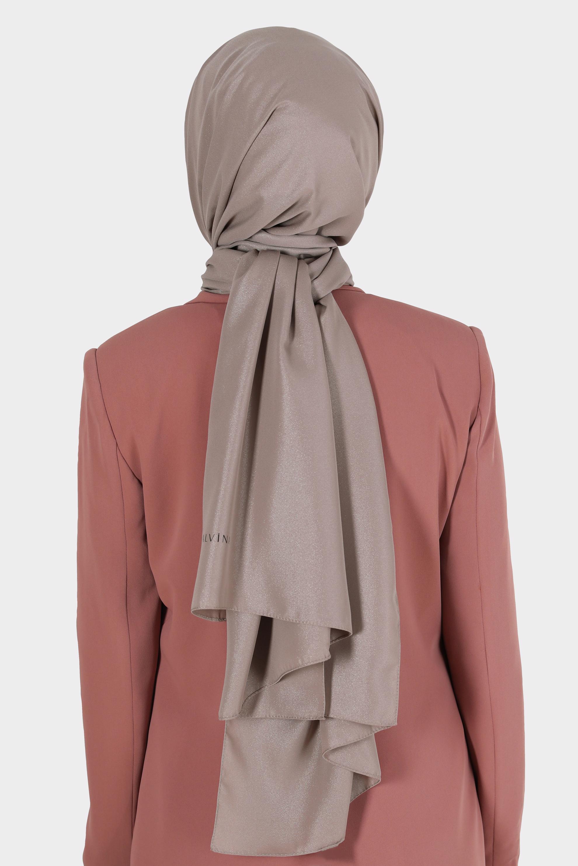 Tesettür giyim VİZON ALVİNA SİMLİ KREP ŞAL 8117