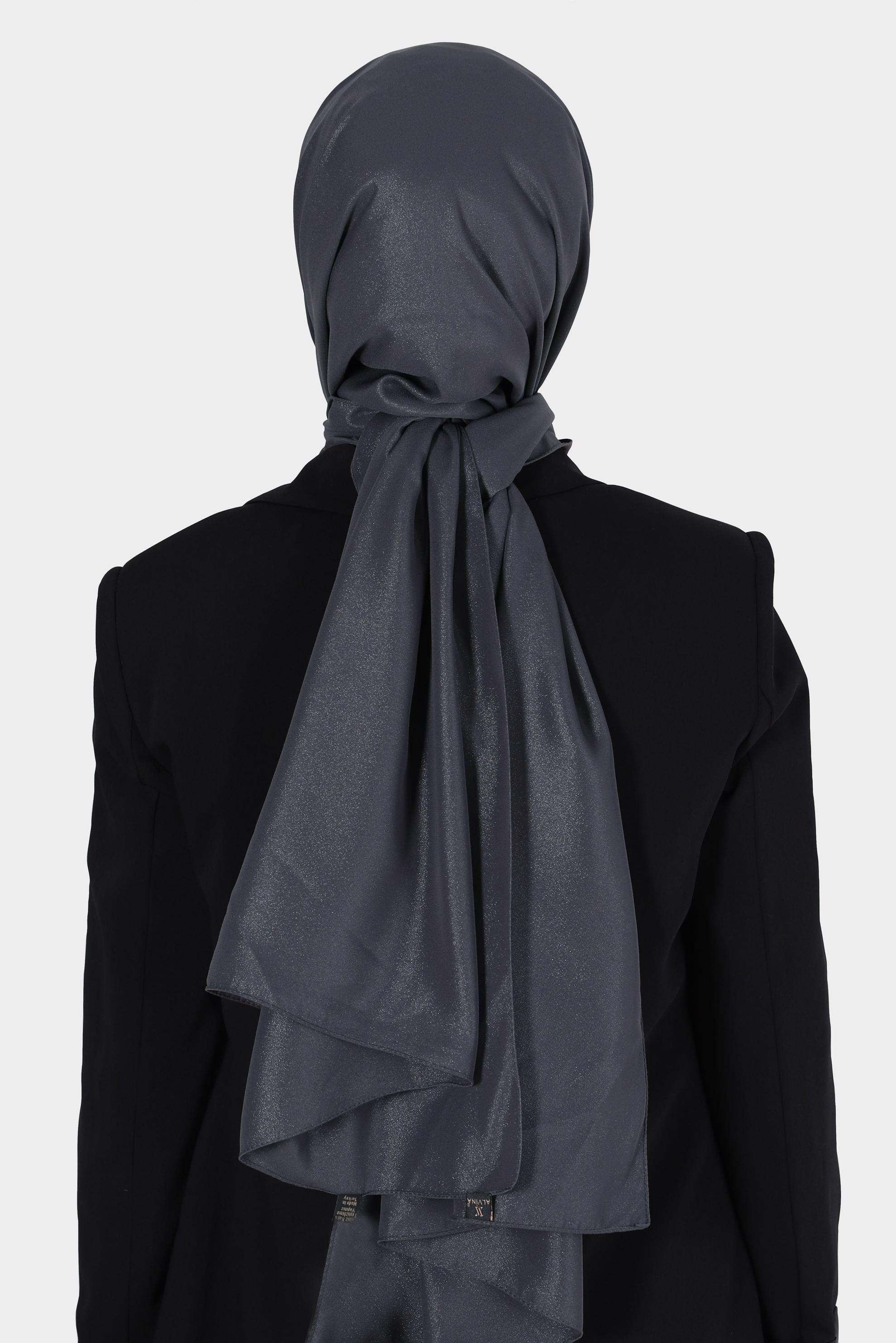 Tesettür giyim GRİ ALVİNA SİMLİ KREP ŞAL 8117