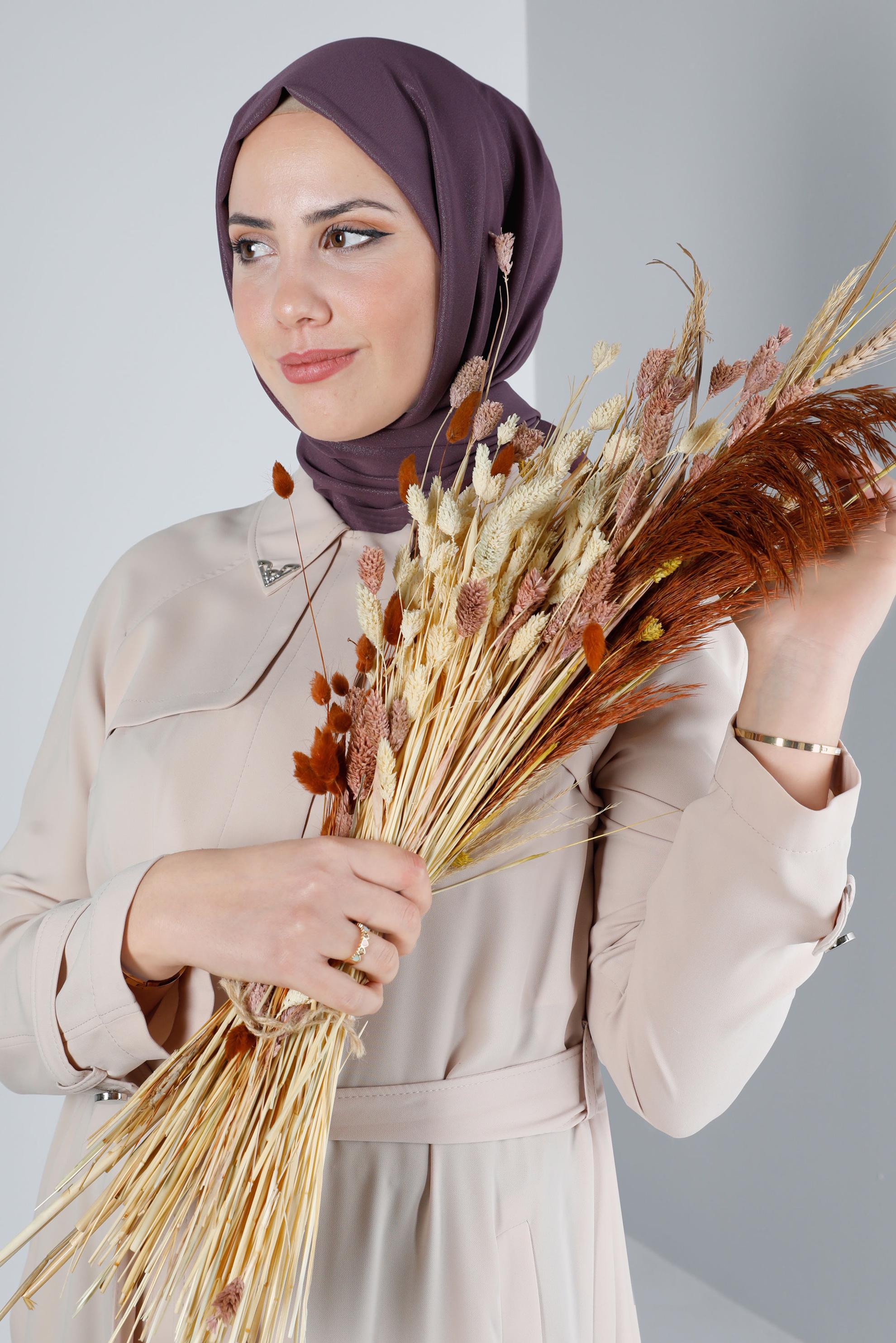 Tesettür giyim MOR ALVİNA SİMLİ KREP ŞAL 8117