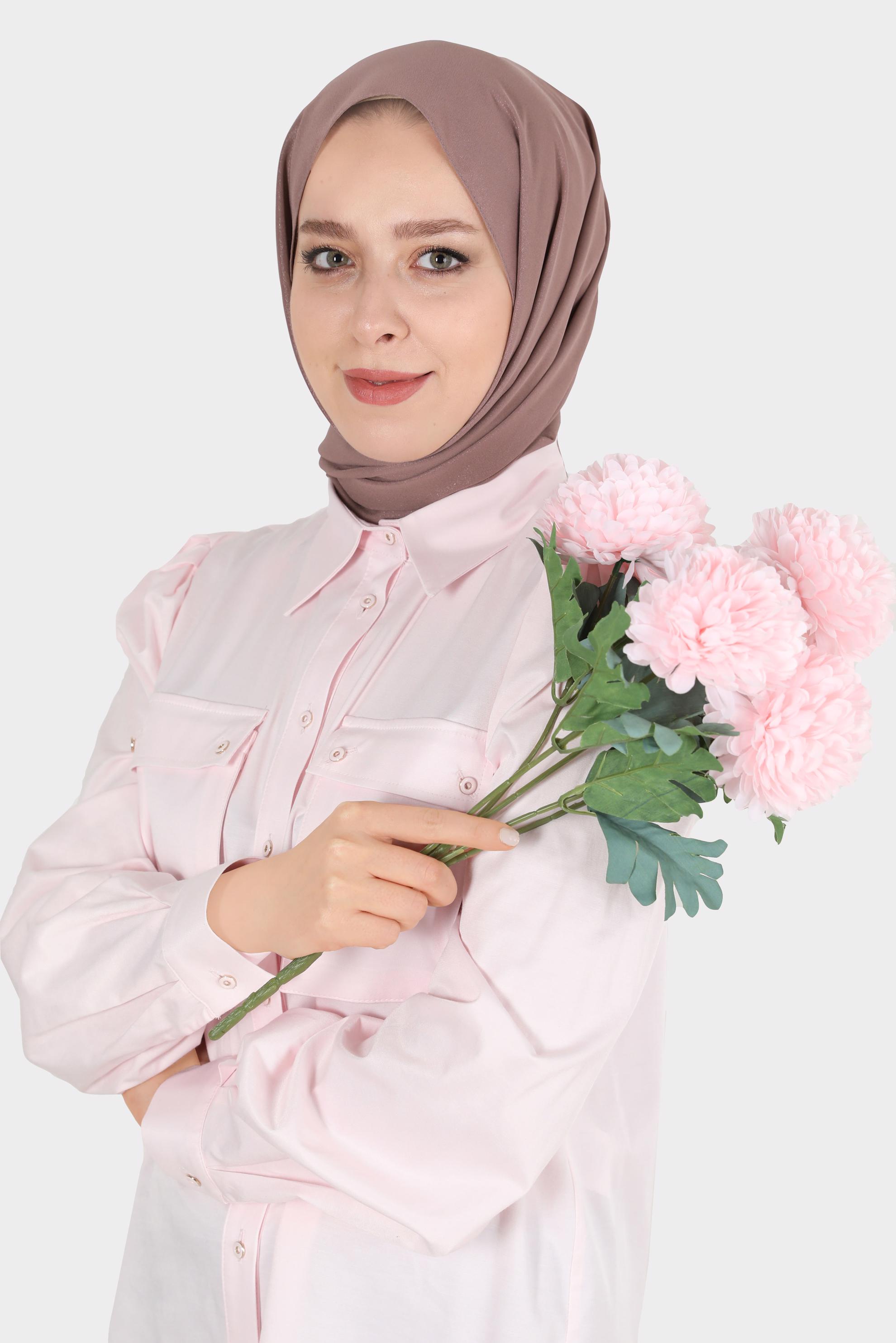 Tesettür giyim PEMBE ALVİNA SİMLİ KREP ŞAL 8117