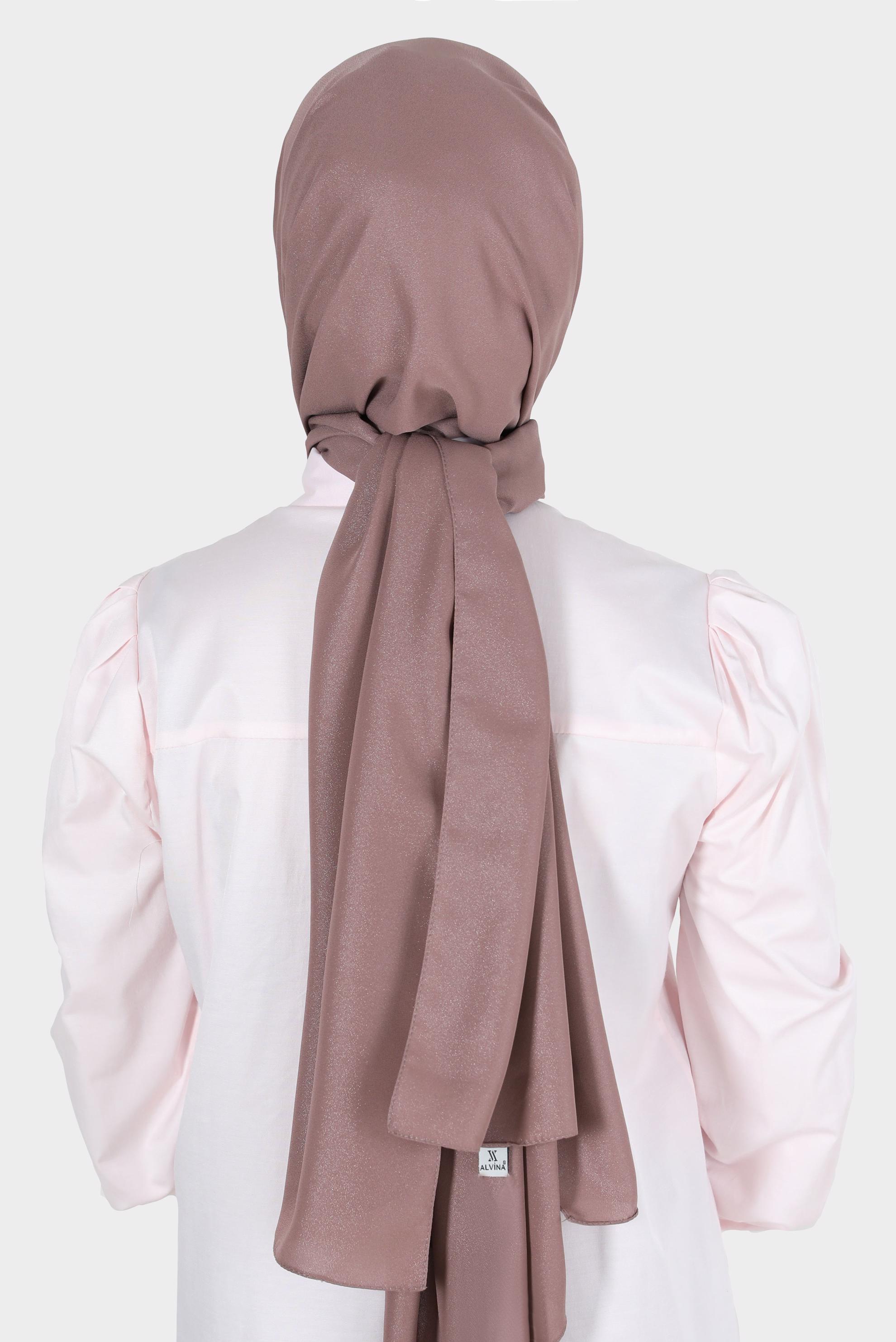 Tesettür giyim PEMBE ALVİNA SİMLİ KREP ŞAL 8117