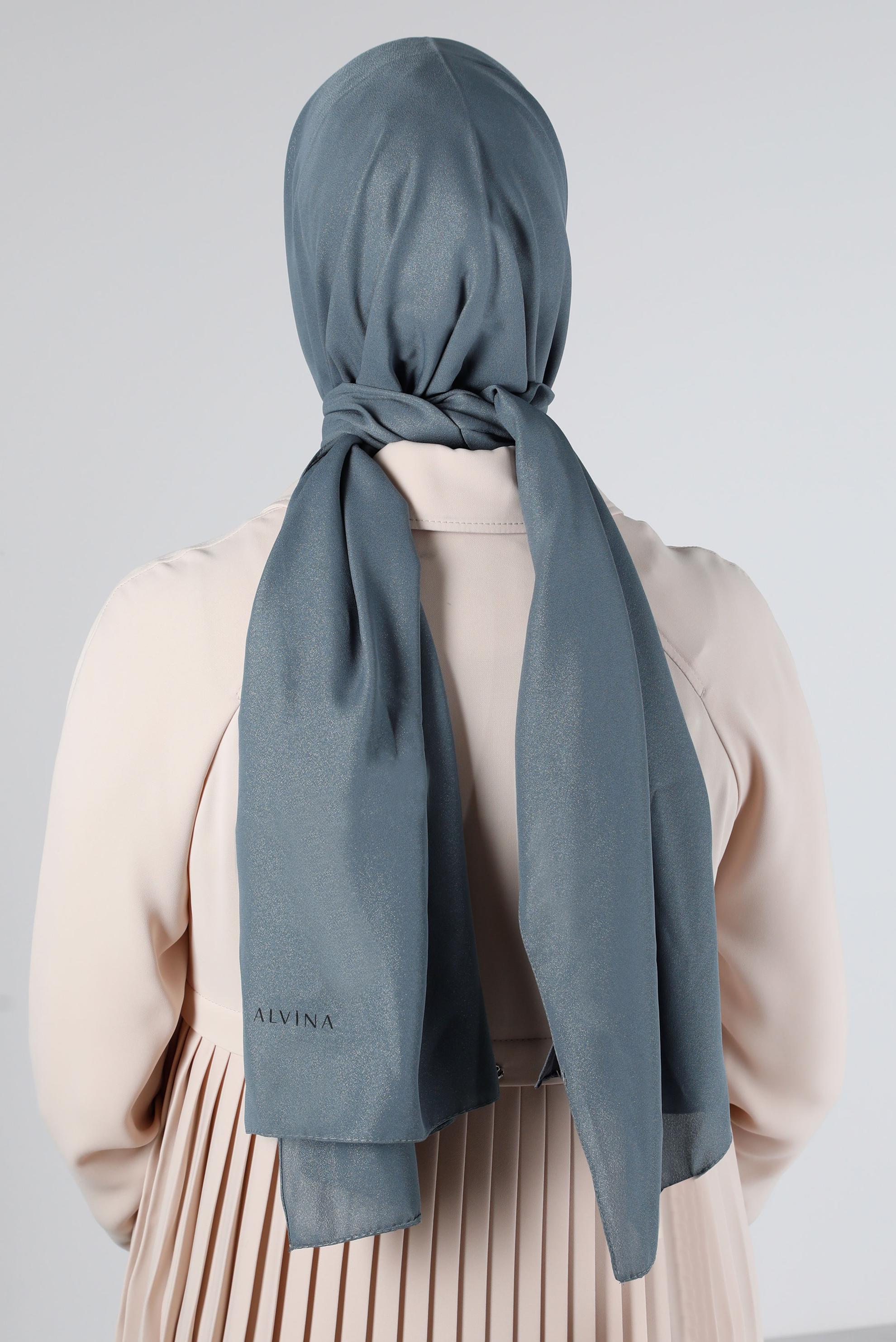 Tesettür giyim GRİ ALVİNA SİMLİ KREP ŞAL 8117