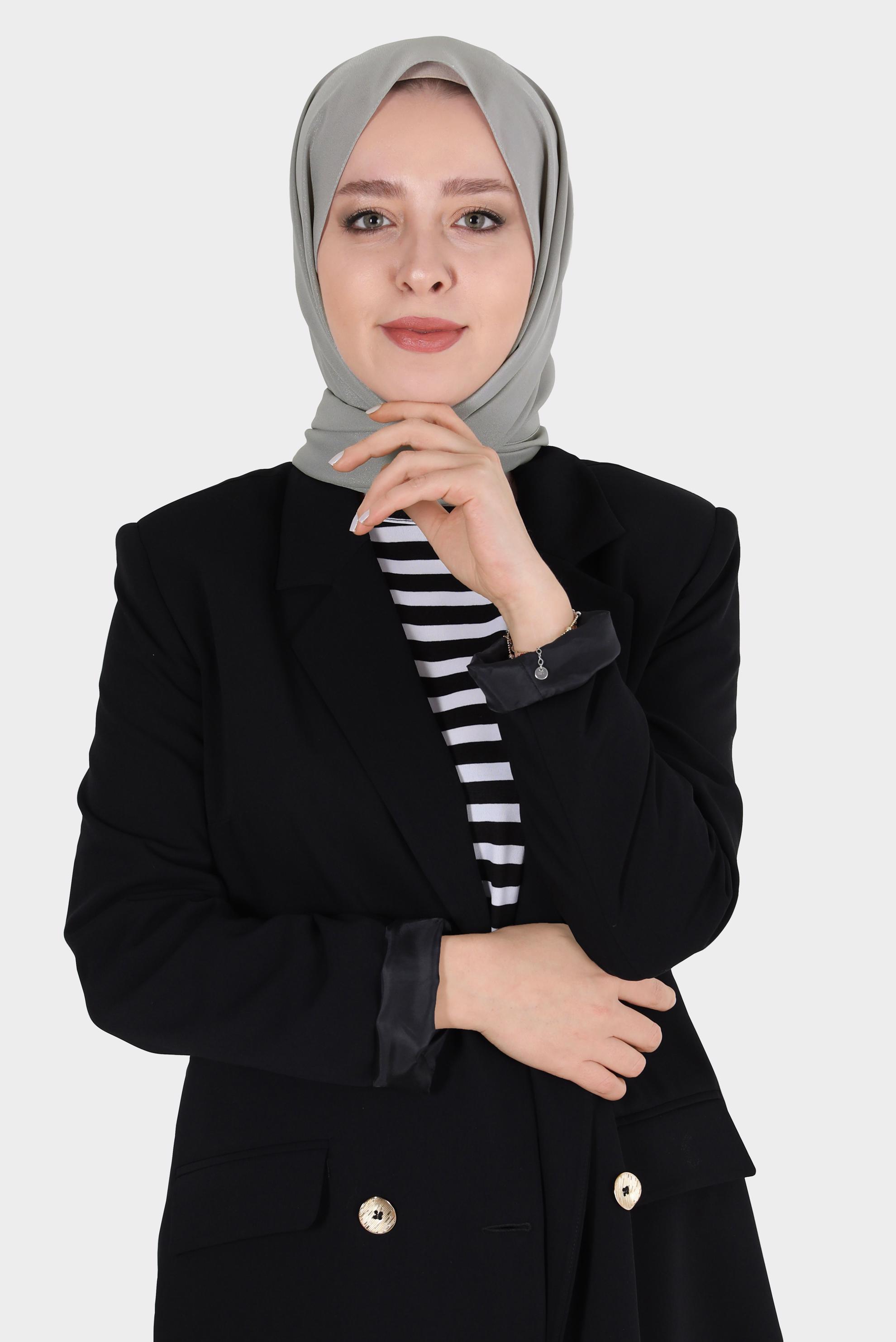 Tesettür giyim HAKİ ALVİNA SİMLİ KREP ŞAL 8117