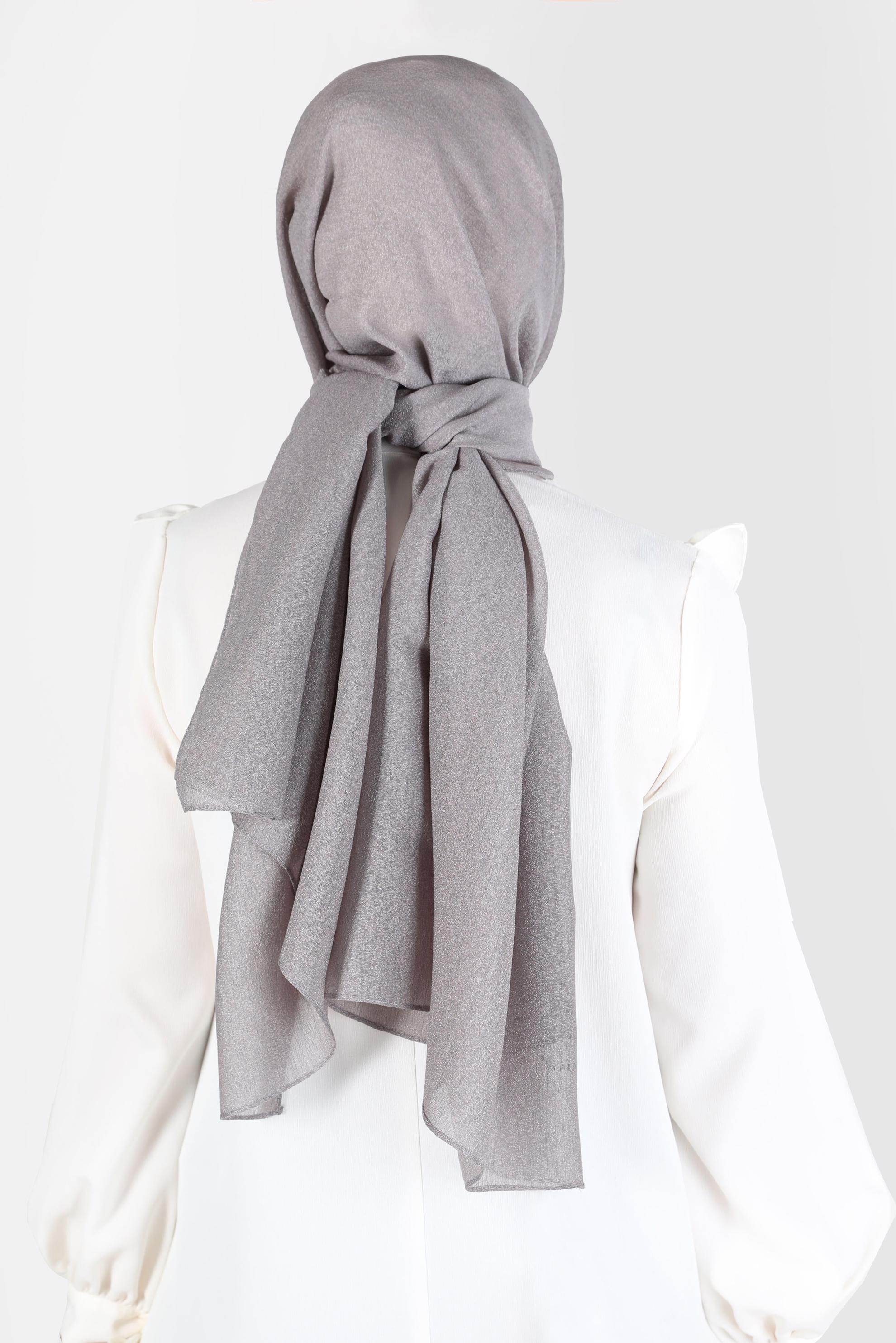 Tesettür giyim GRİ ALVİNA KAR İPLİĞİ ŞAL 8125 