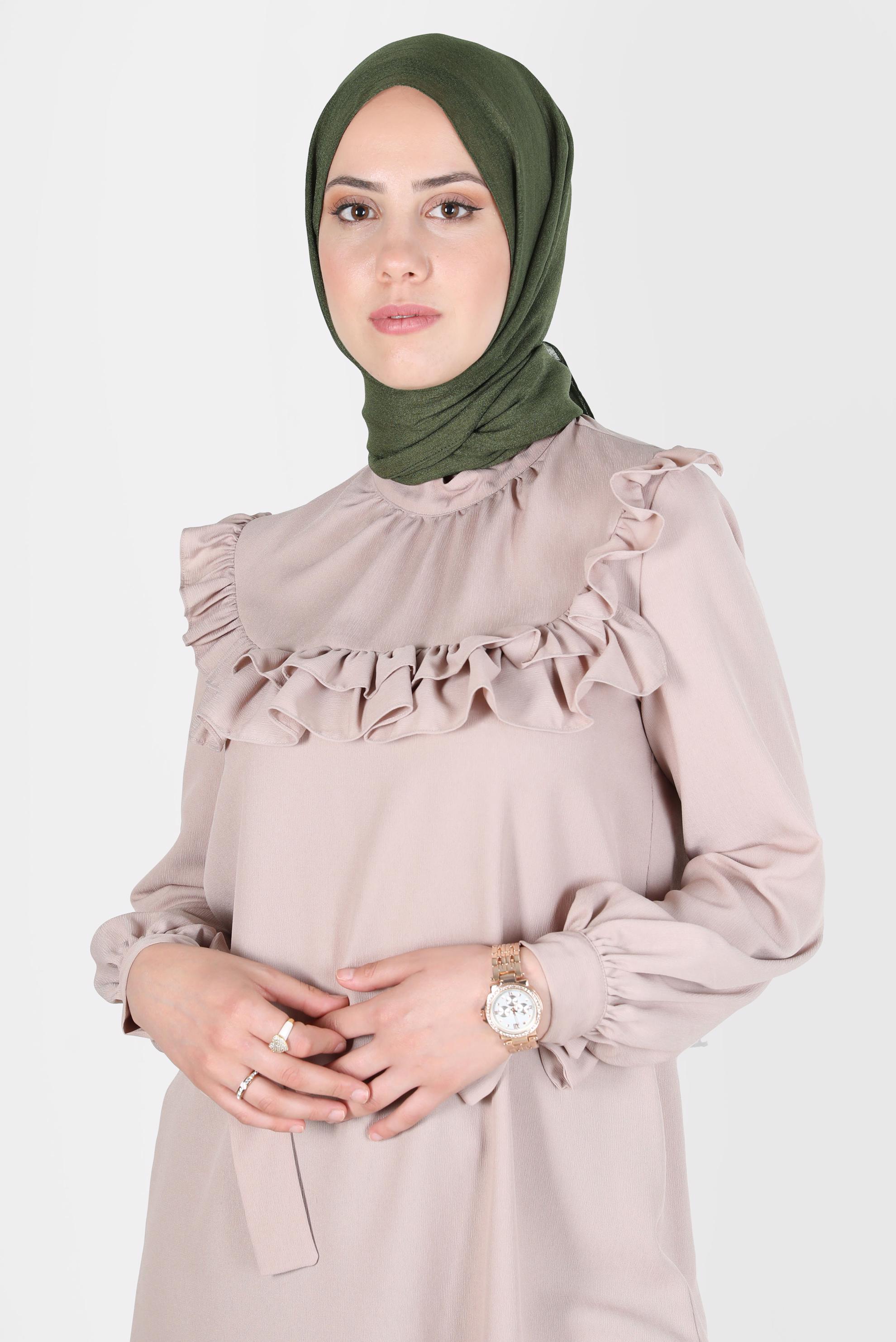 Tesettür giyim HAKİ ALVİNA KAR İPLİĞİ ŞAL 8125 