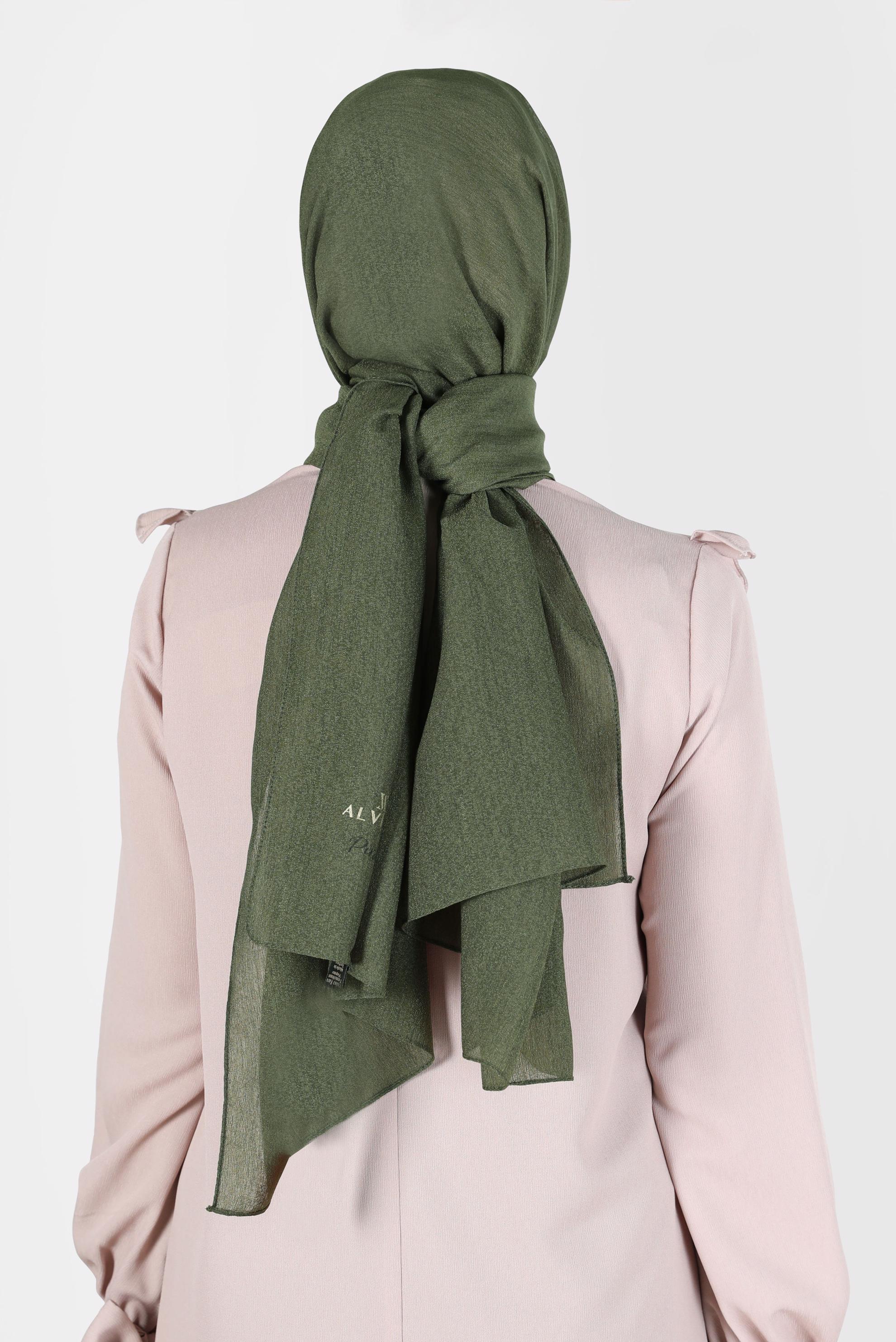 Tesettür giyim HAKİ ALVİNA KAR İPLİĞİ ŞAL 8125 