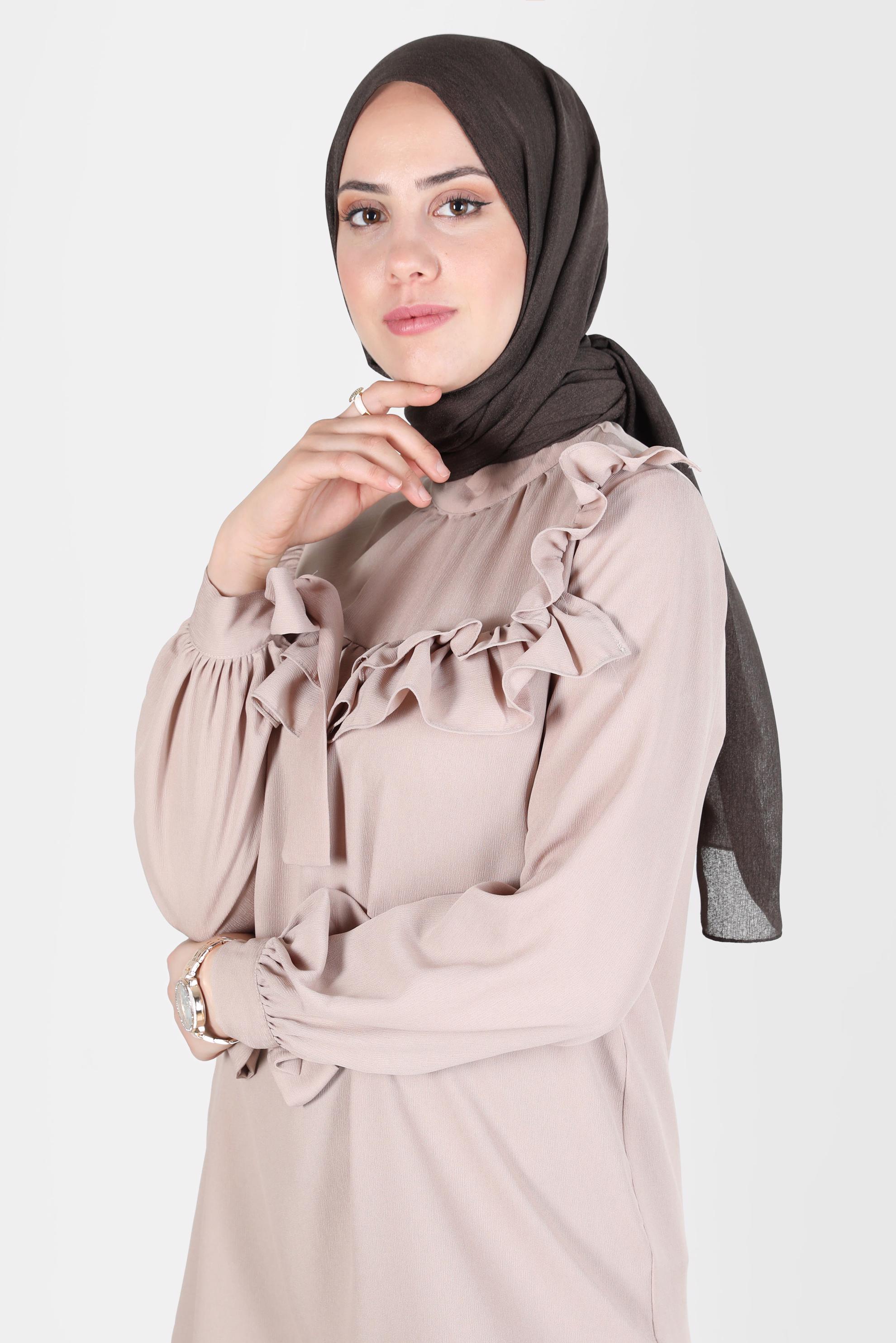 Tesettür giyim KAHVE ALVİNA KAR İPLİĞİ ŞAL 8125 