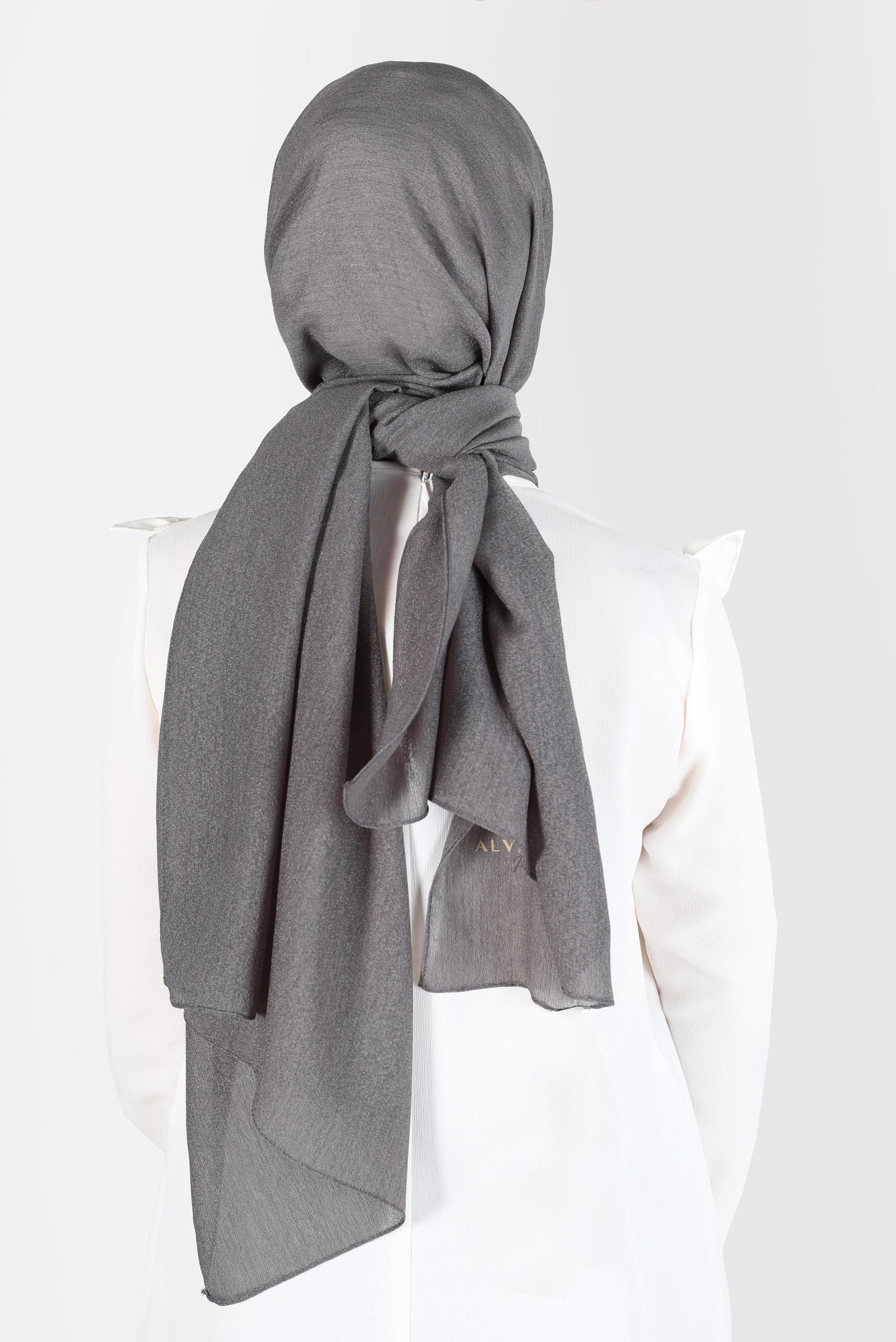 Tesettür giyim GRİ ALVİNA KAR İPLİĞİ ŞAL 8125 