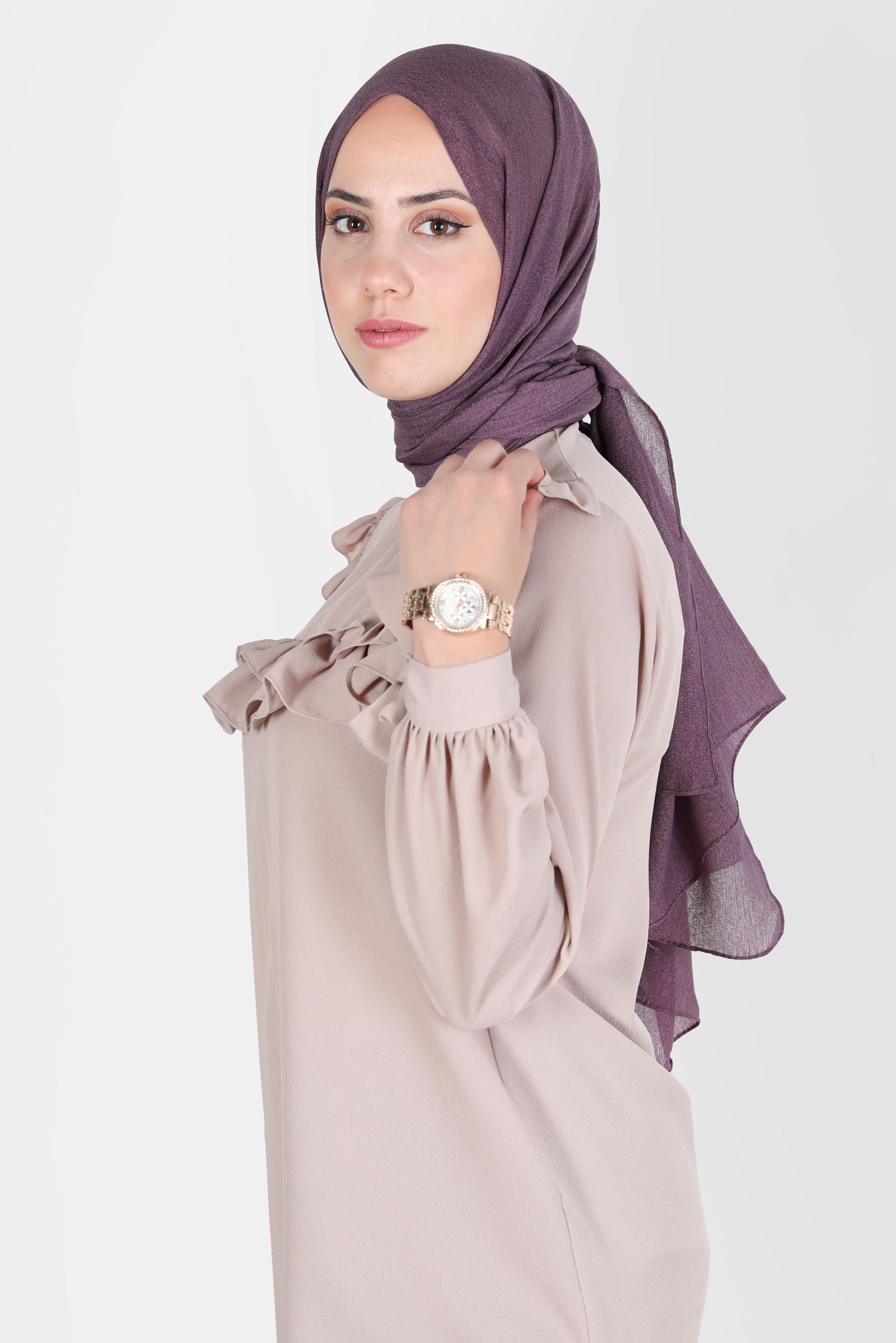 Tesettür giyim MOR ALVİNA KAR İPLİĞİ ŞAL 8125 