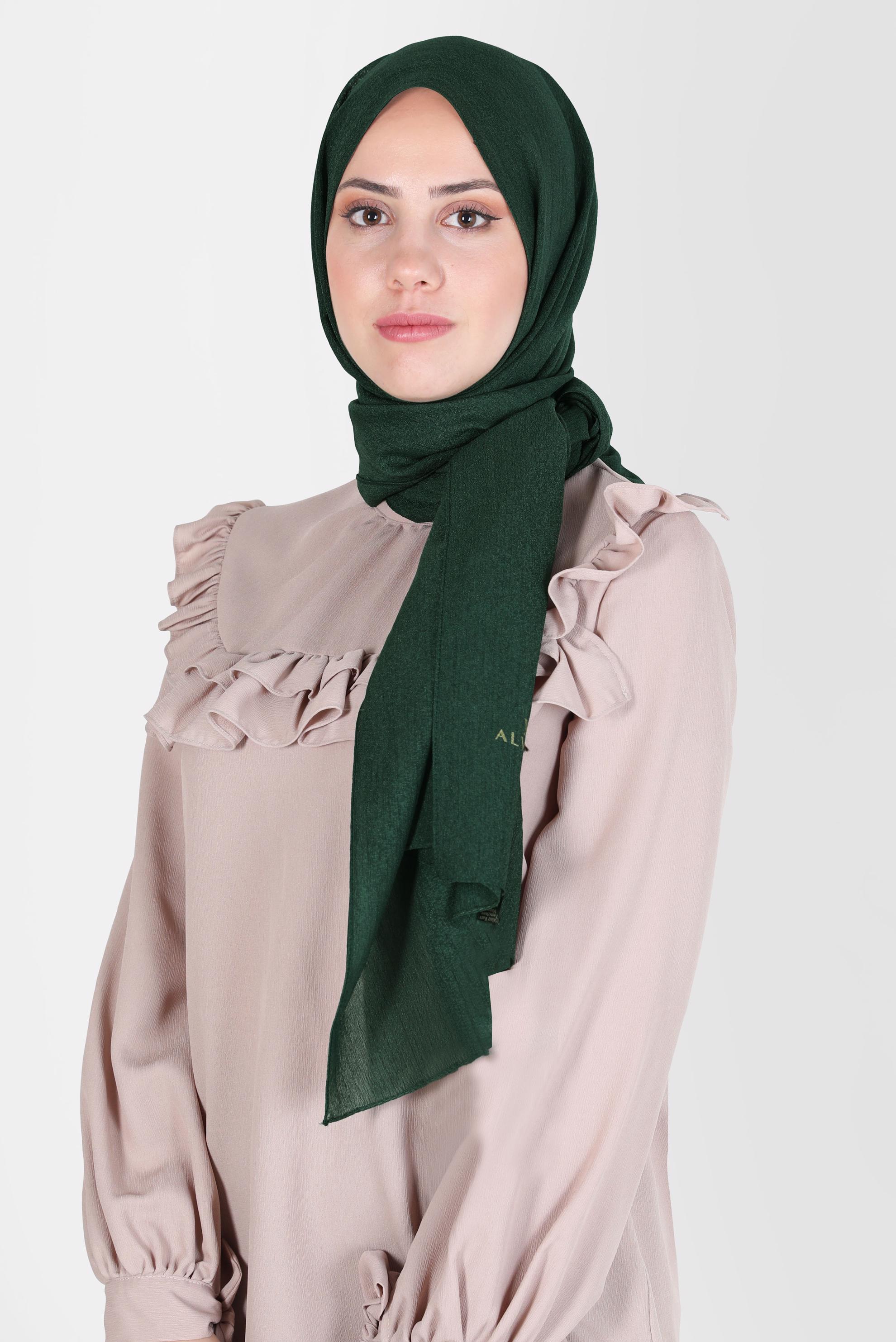 Tesettür giyim YEŞİL ALVİNA KAR İPLİĞİ ŞAL 8125 