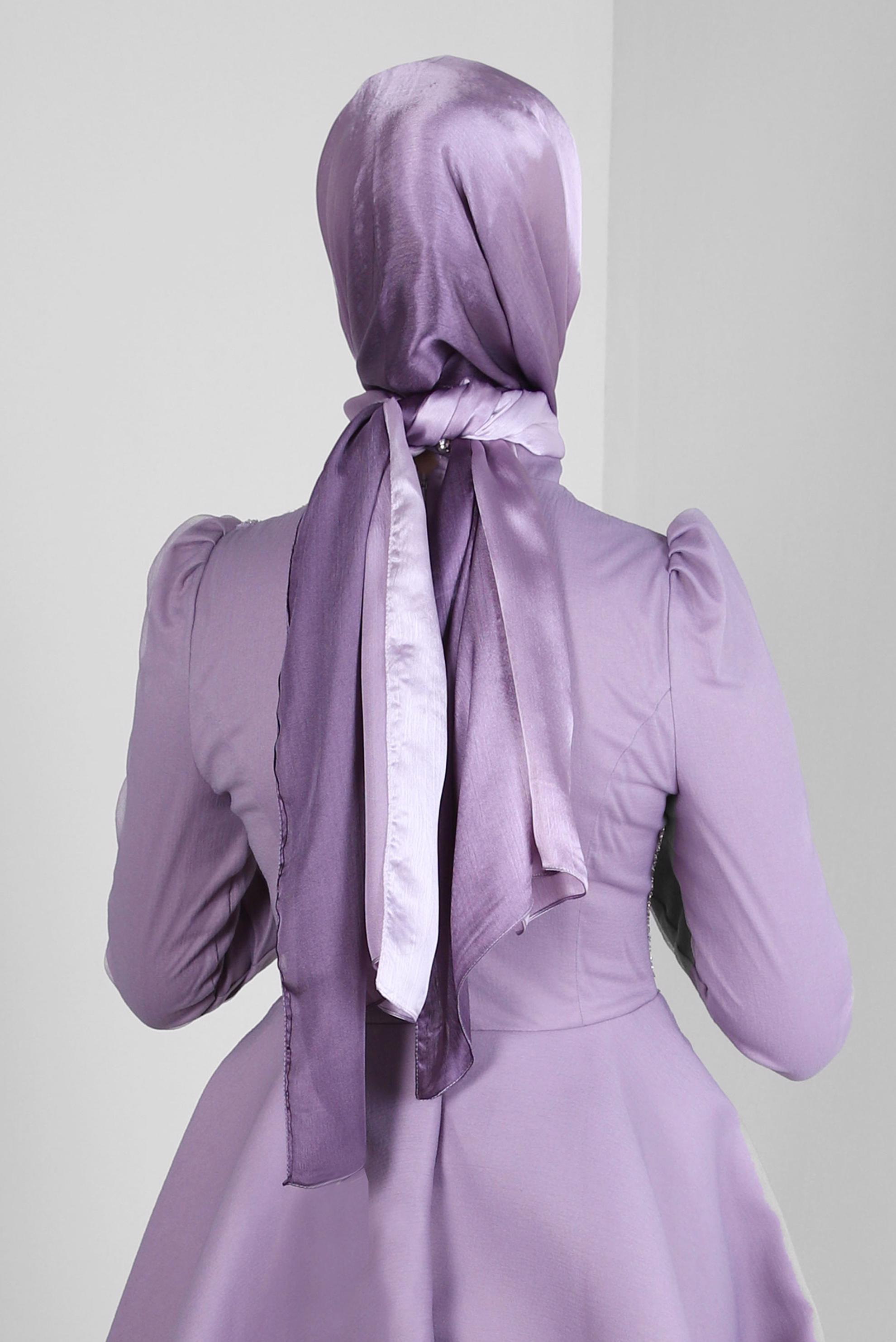 Tesettür giyim MOR ALVİNA JANJANLI DEGRADE ŞAL 8129