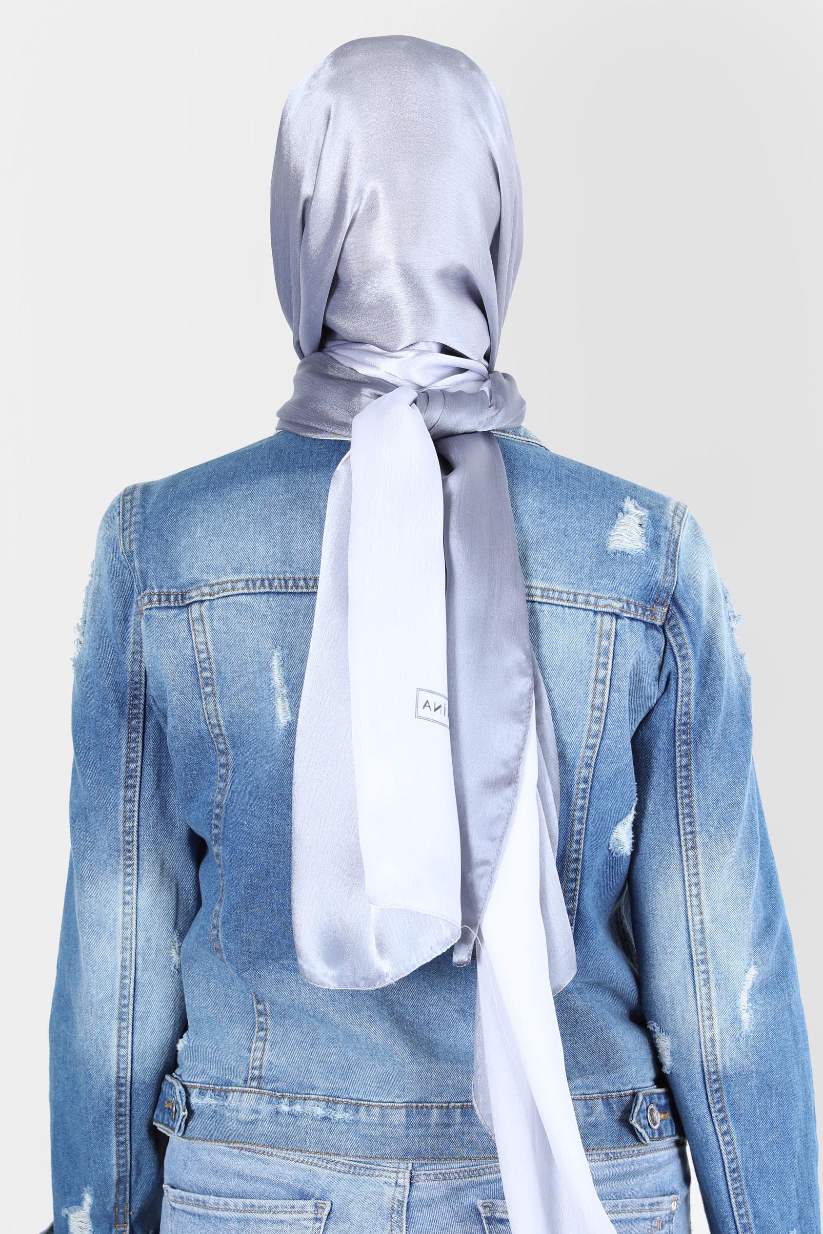 Tesettür giyim GÜMÜŞ ALVİNA JANJANLI DEGRADE ŞAL 8129