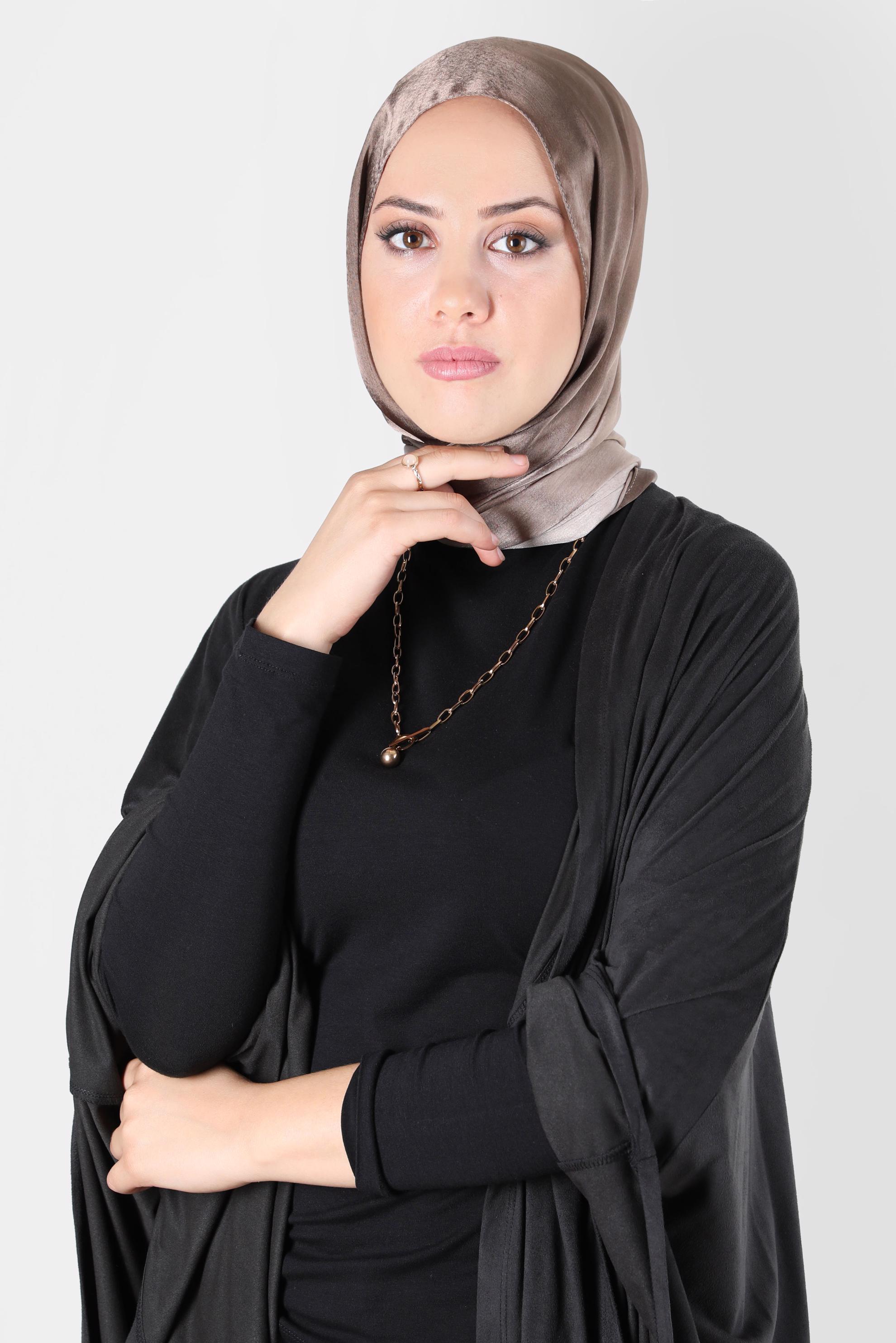 Tesettür giyim KAHVE ALVİNA JANJANLI DEGRADE ŞAL 8129