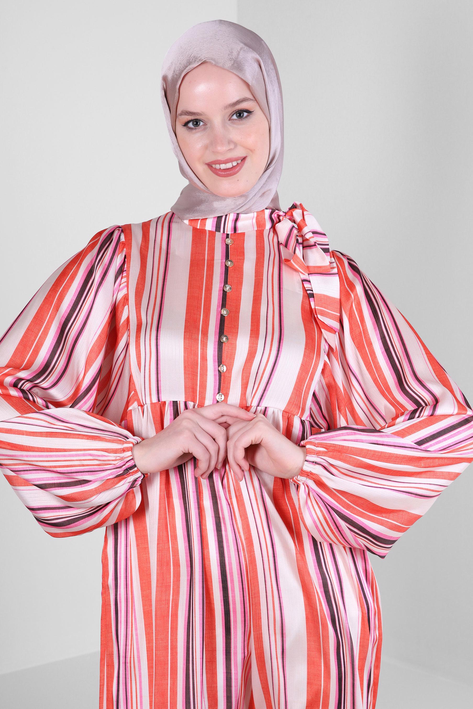 Tesettür giyim PUDRA ALVİNA JANJANLI DEGRADE ŞAL 8129