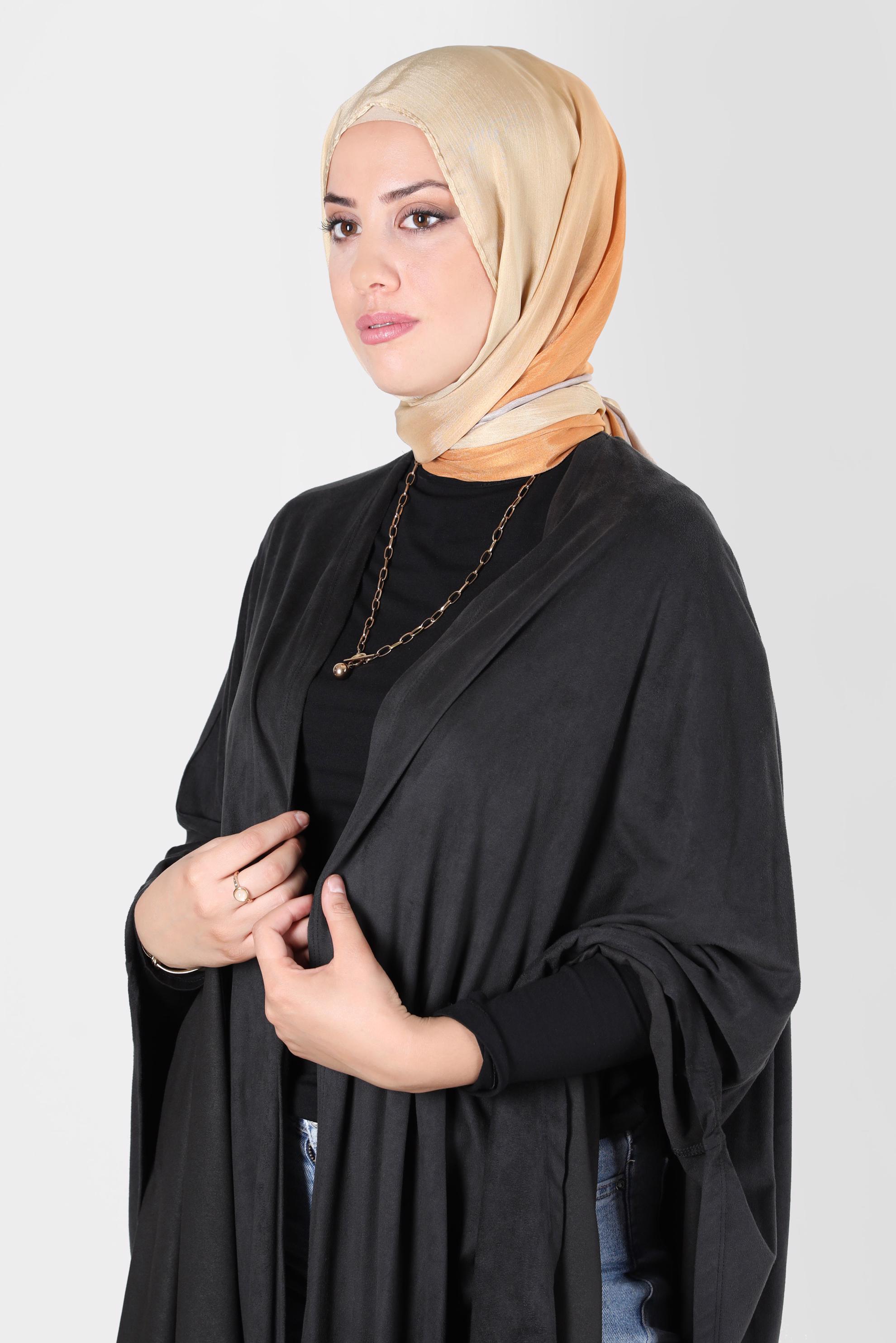 Tesettür giyim VİZON ALVİNA JANJANLI DEGRADE ŞAL 8129