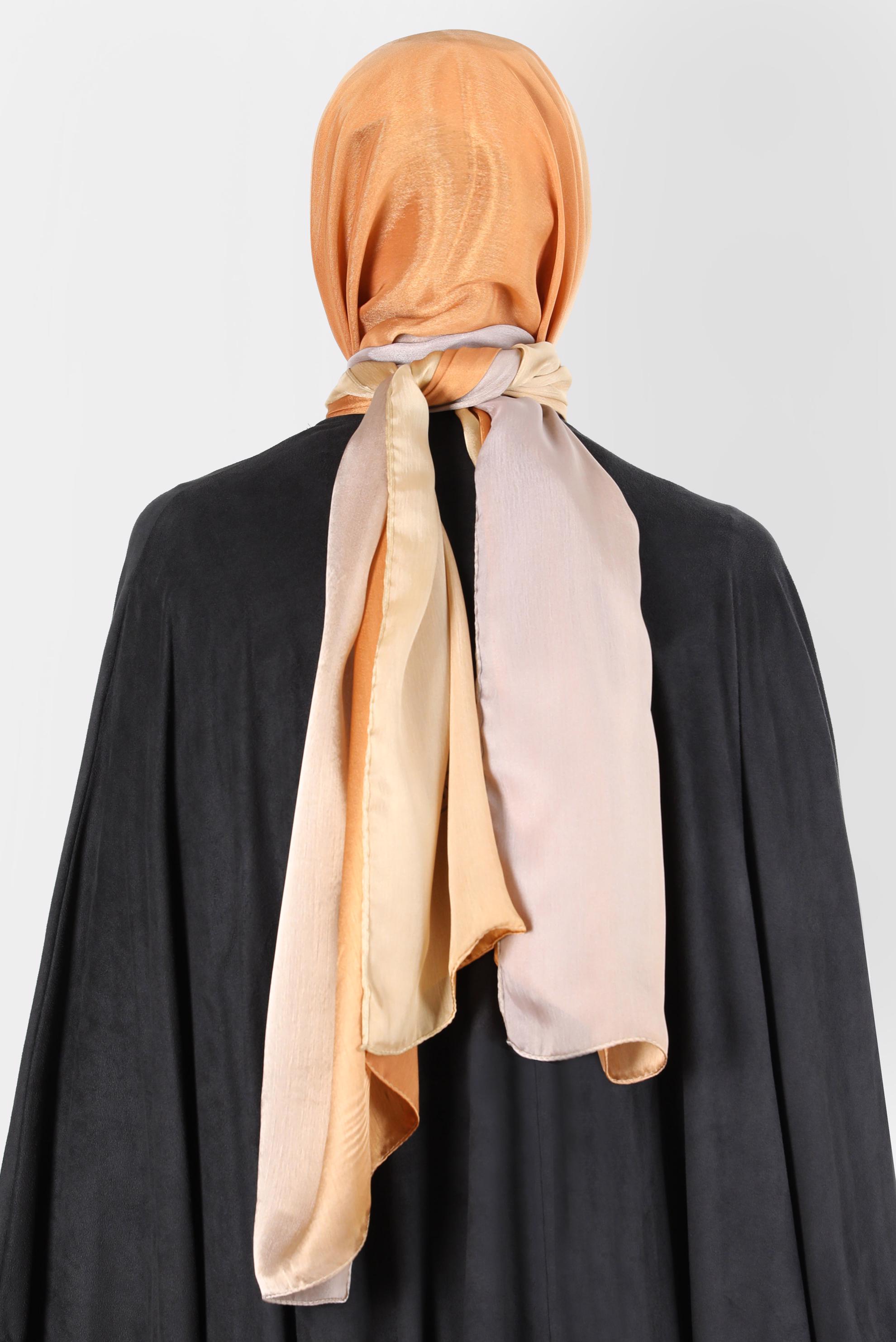 Tesettür giyim VİZON ALVİNA JANJANLI DEGRADE ŞAL 8129