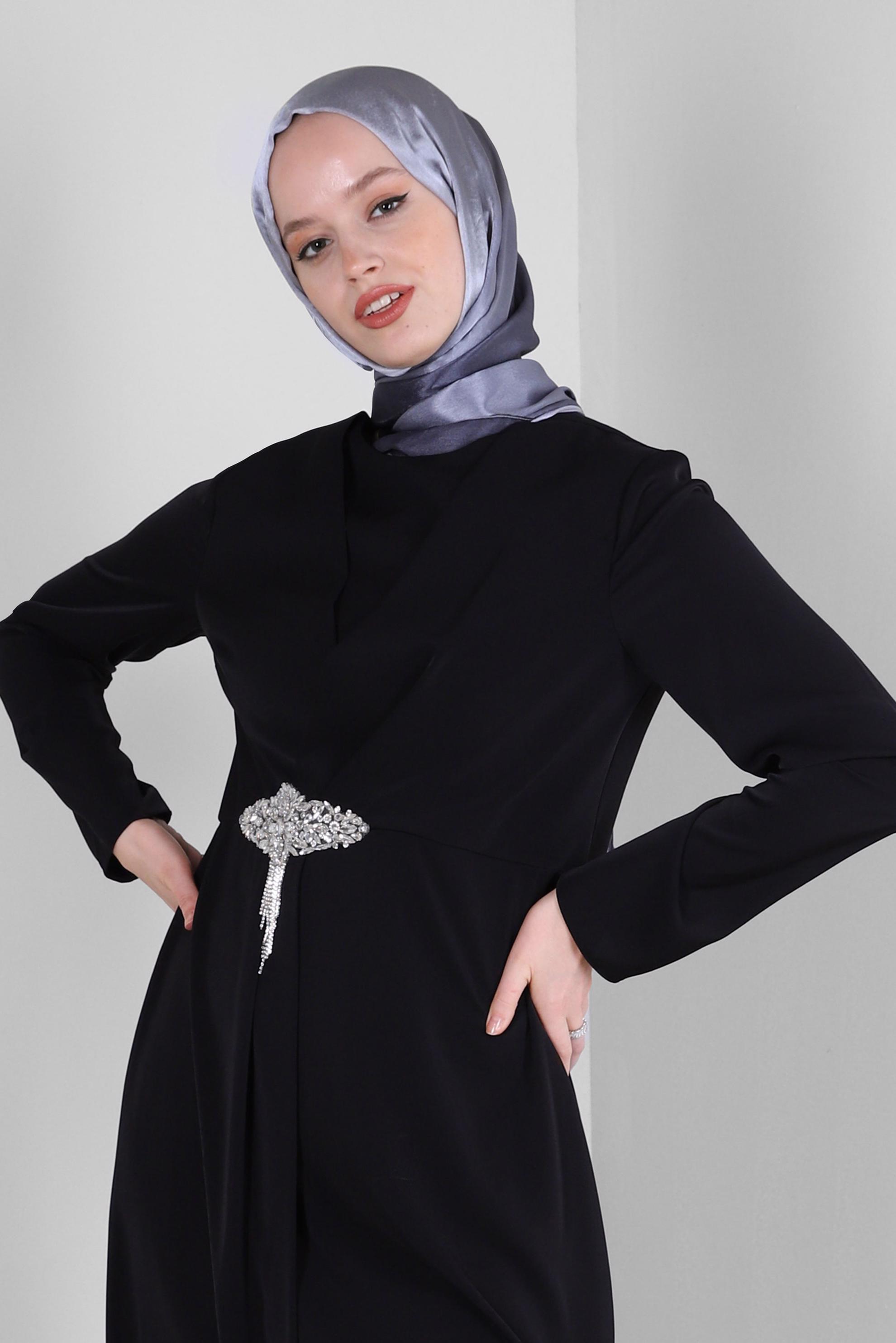 Tesettür giyim GRİ ALVİNA JANJANLI DEGRADE ŞAL 8129