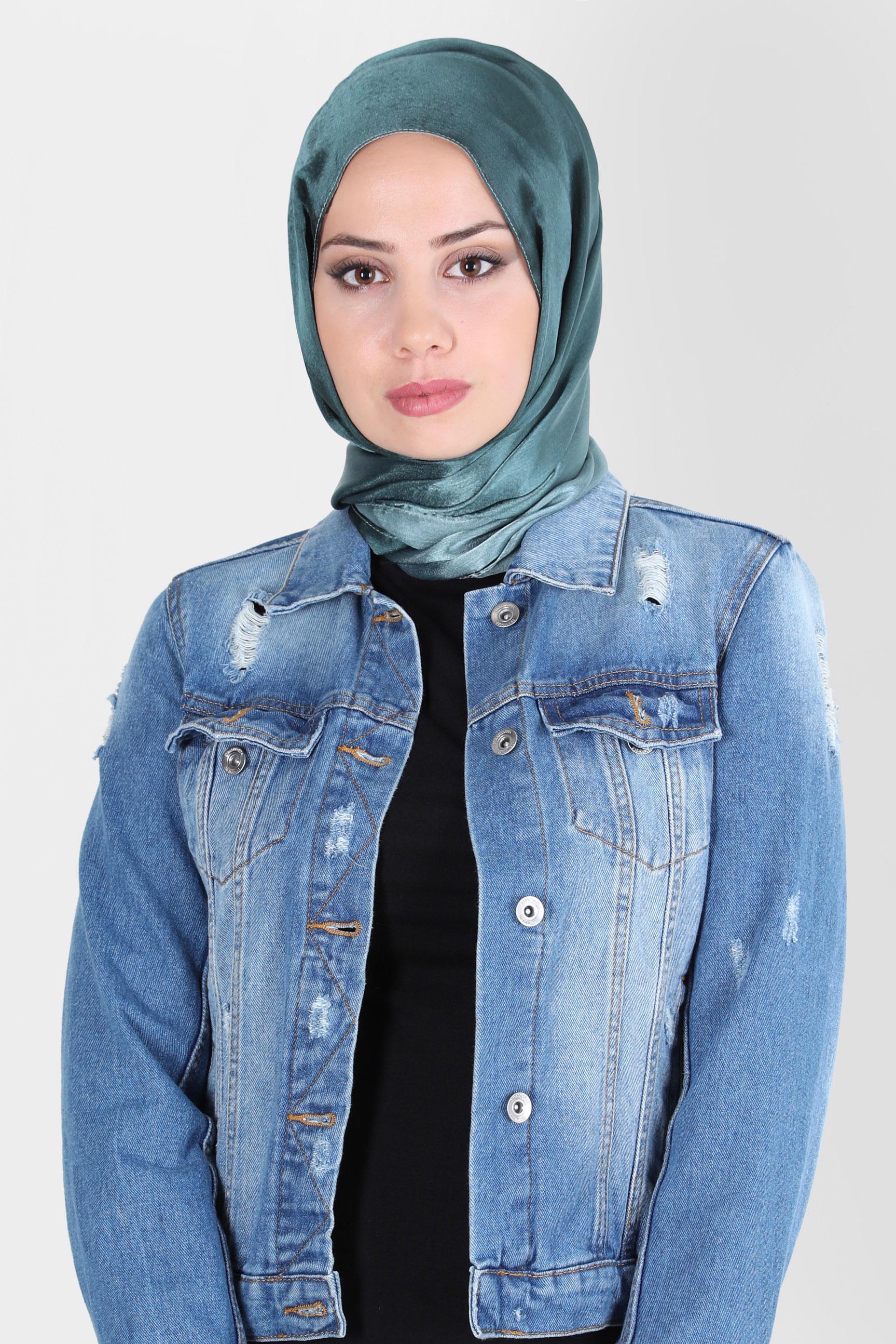 Tesettür giyim YEŞİL ALVİNA JANJANLI DEGRADE ŞAL 8129