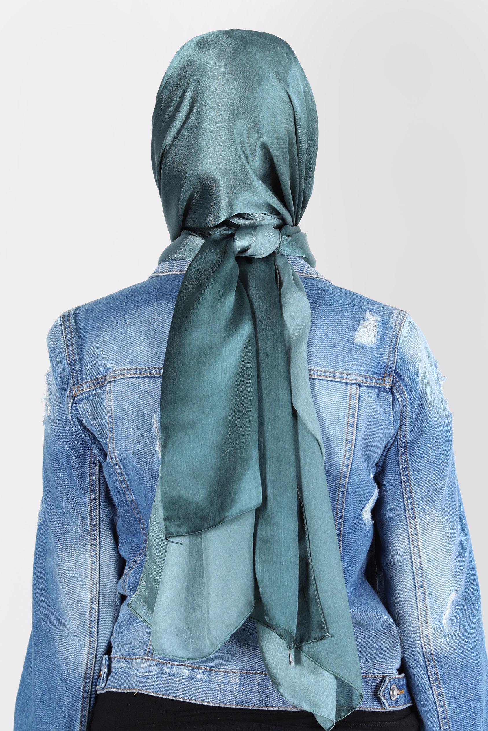 Tesettür giyim YEŞİL ALVİNA JANJANLI DEGRADE ŞAL 8129