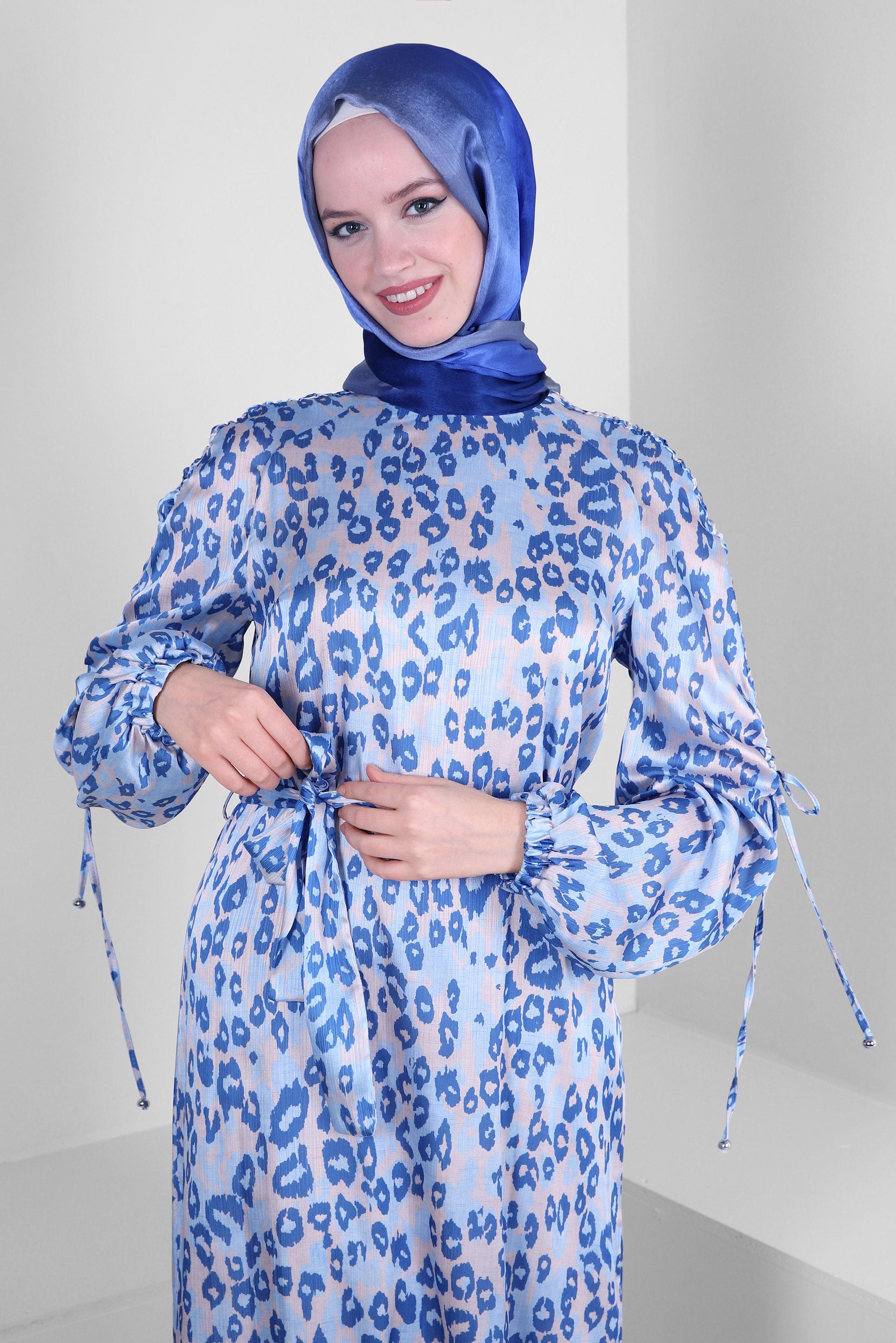 Tesettür giyim LACİVERT ALVİNA JANJANLI DEGRADE ŞAL 8129