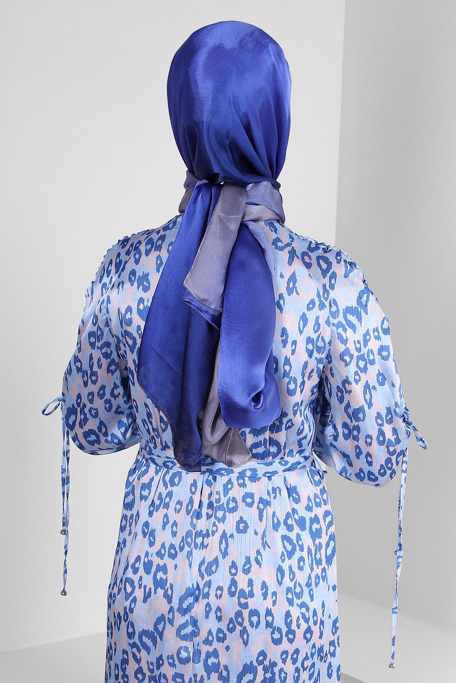 Tesettür giyim LACİVERT ALVİNA JANJANLI DEGRADE ŞAL 8129