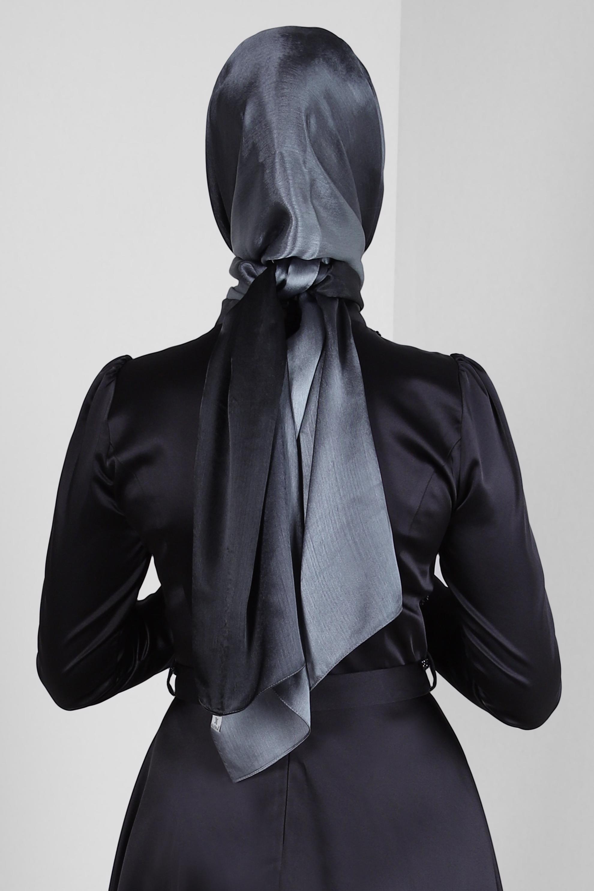 Tesettür giyim SİYAH ALVİNA JANJANLI DEGRADE ŞAL 8129