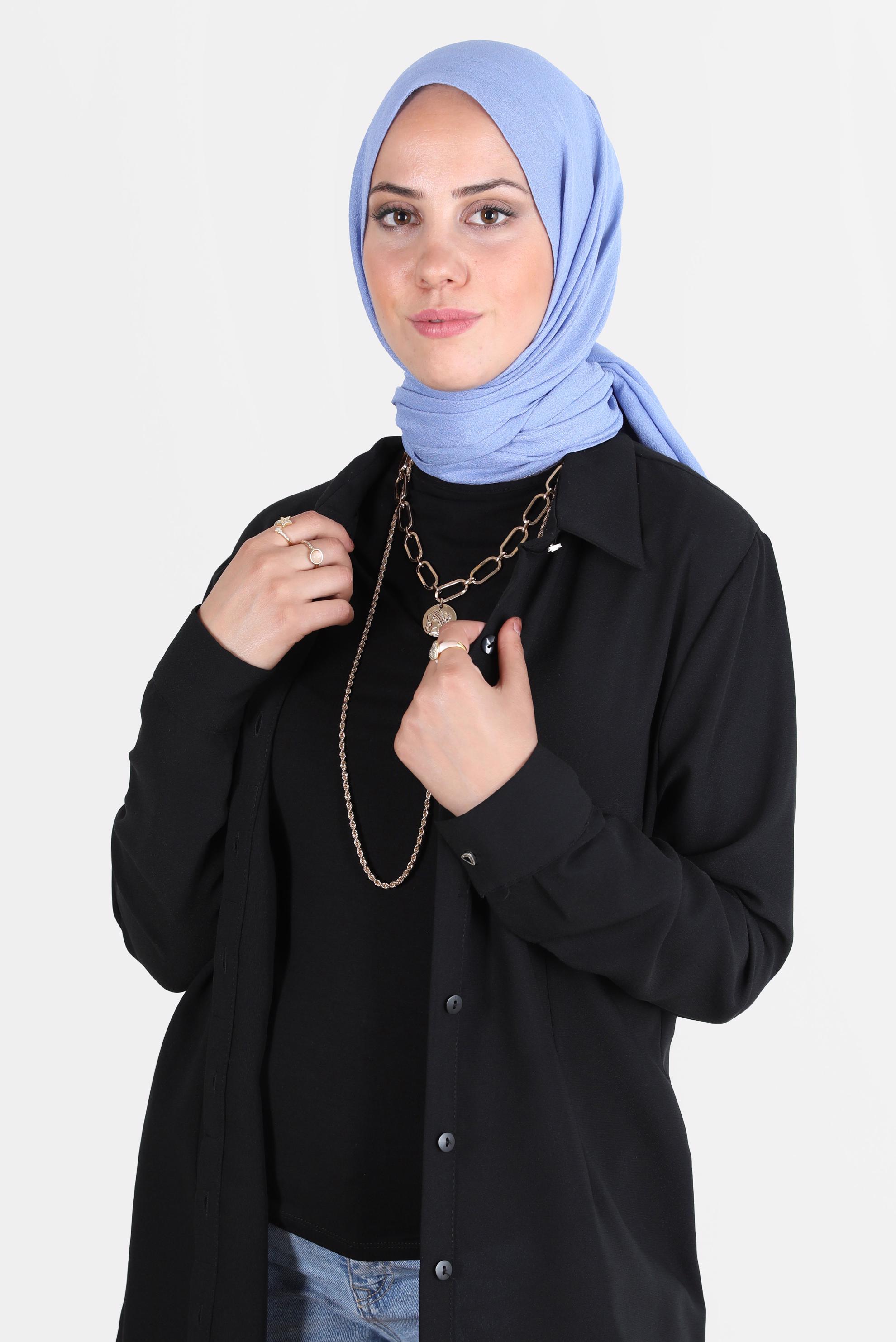 Tesettür giyim MAVİ ALVİNA KREP ŞAL 8138