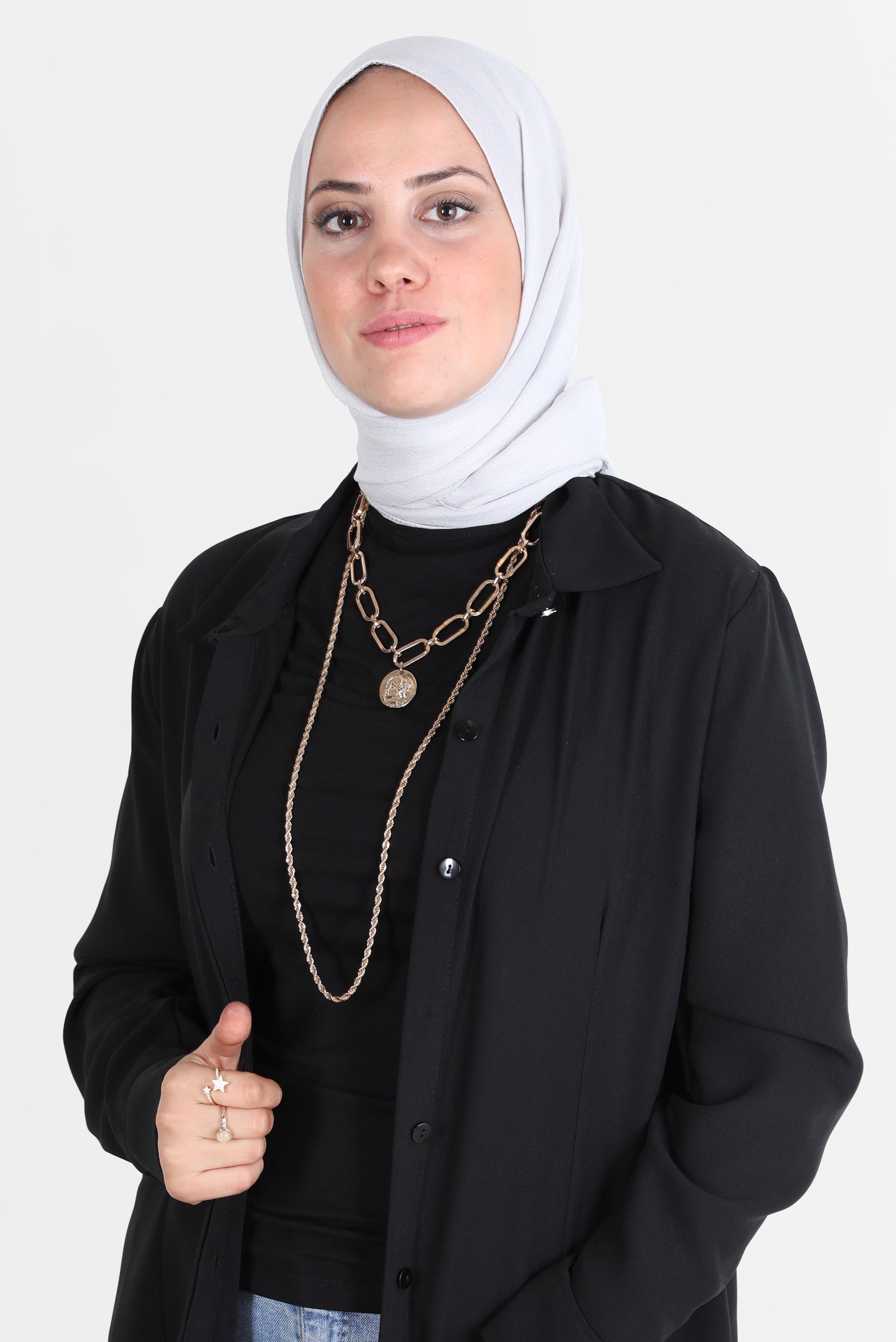 Tesettür giyim GÜMÜŞ ALVİNA KREP ŞAL 8138