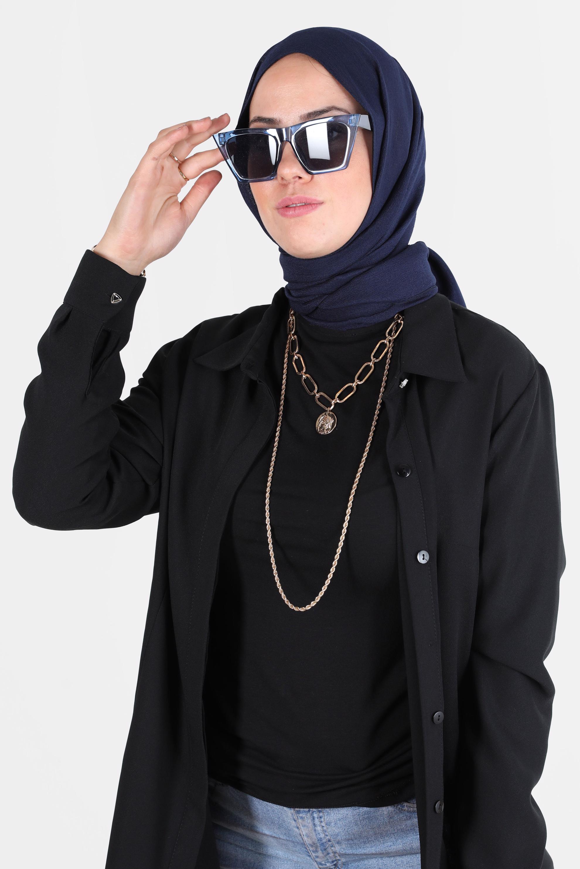 Tesettür giyim LACİVERT ALVİNA KREP ŞAL 8138