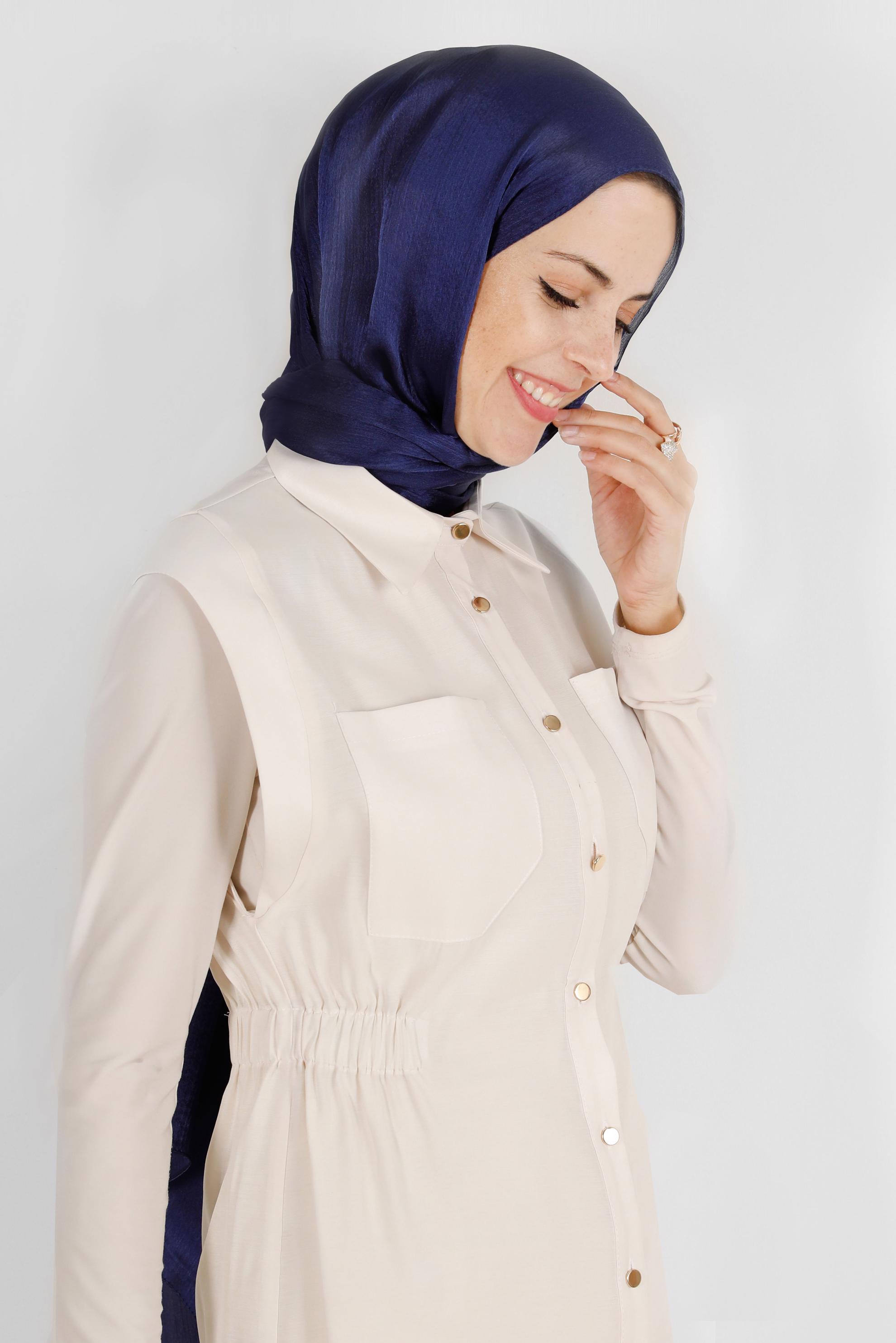 Tesettür giyim MAVİ ALVİNA JANJANLI ŞAL 8139	