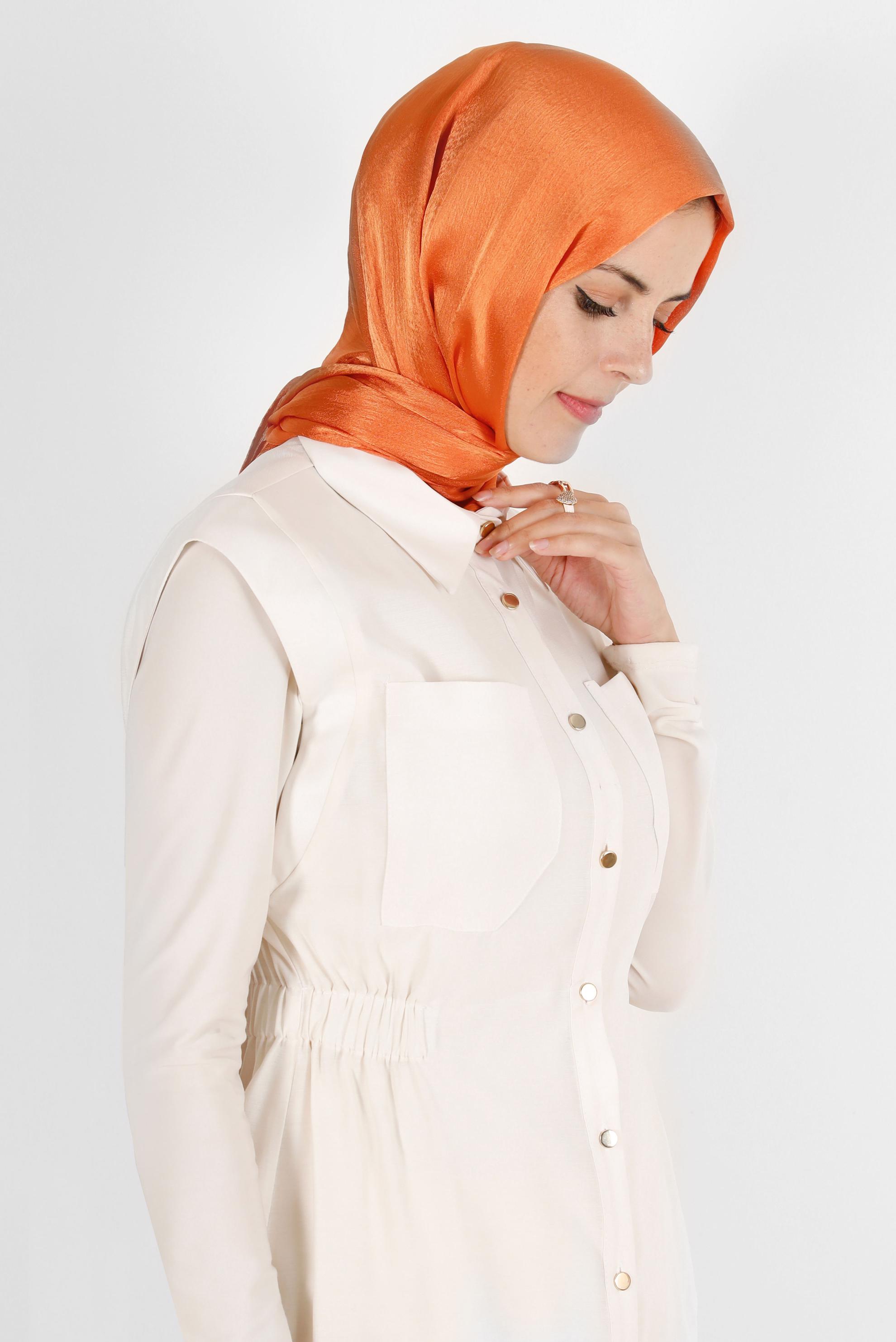 Tesettür giyim TURUNCU ALVİNA JANJANLI ŞAL 8139	