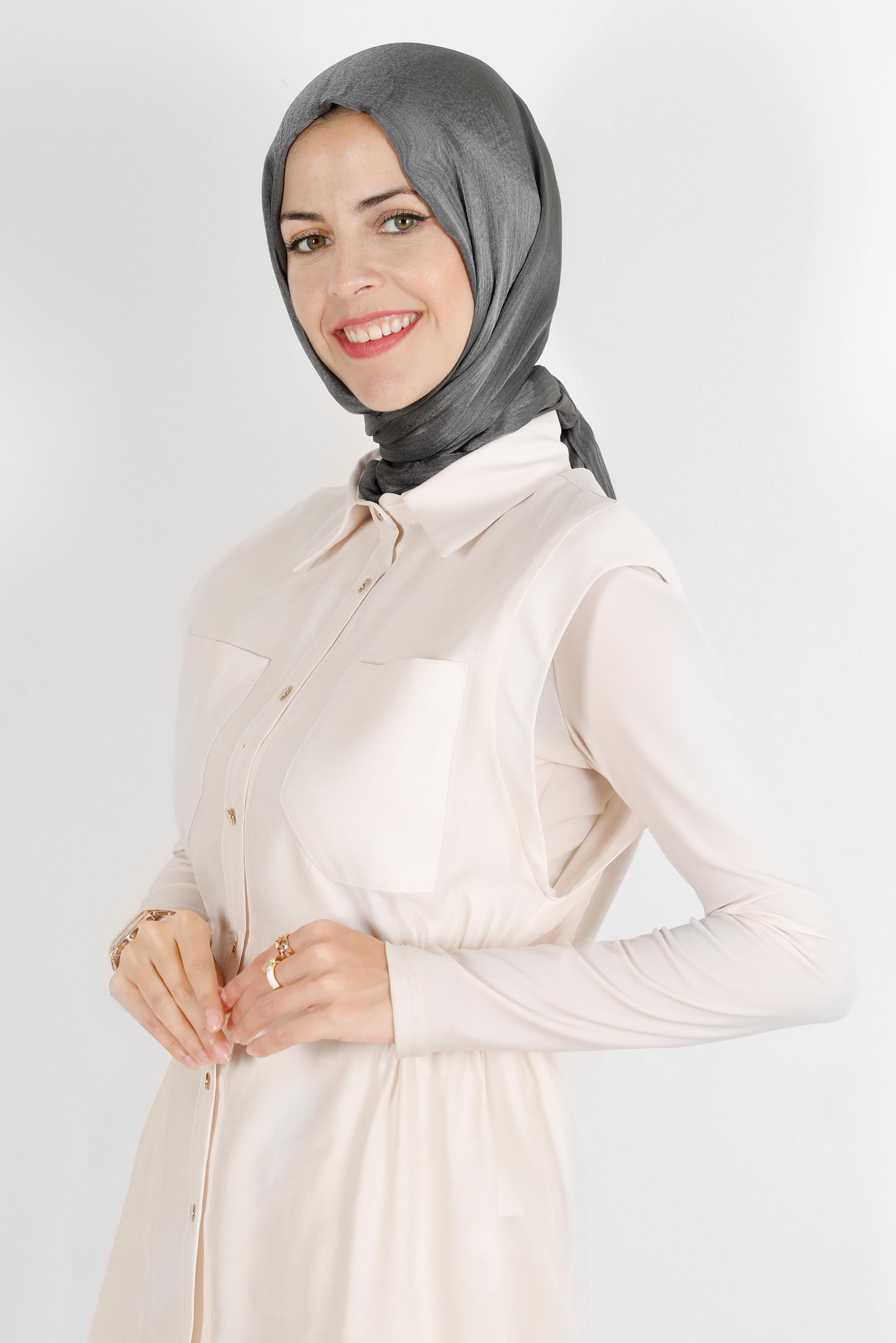 Tesettür giyim GRİ ALVİNA JANJANLI ŞAL 8139	