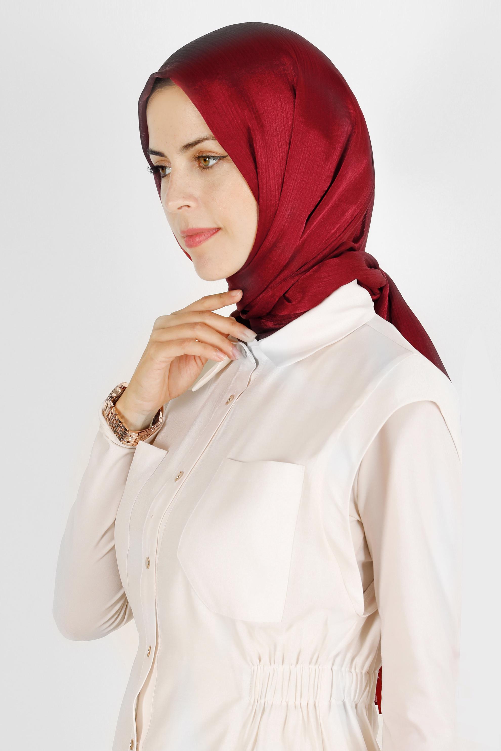 Tesettür giyim BORDO ALVİNA JANJANLI ŞAL 8139	