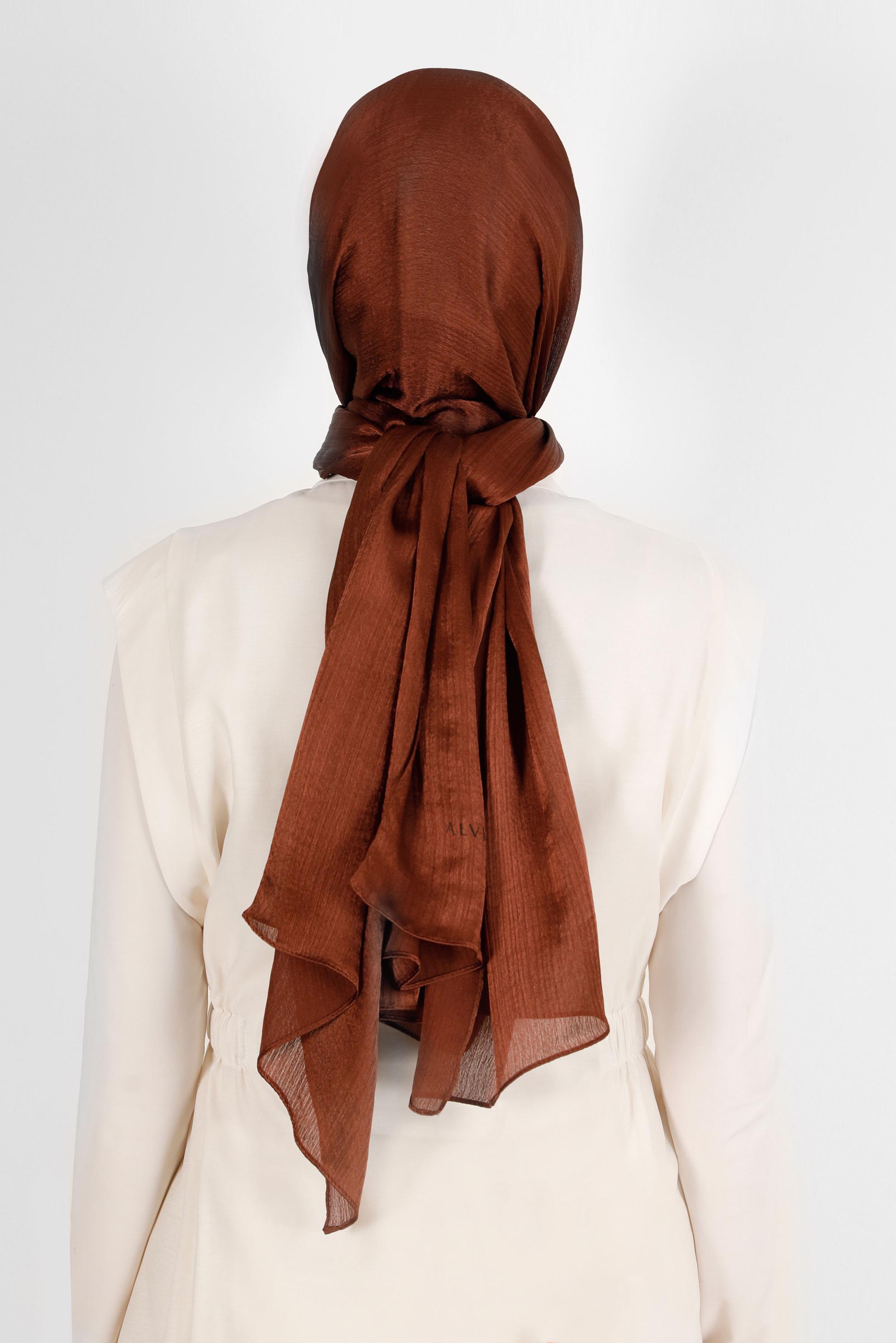 Tesettür giyim KAHVE ALVİNA JANJANLI ŞAL 8139	