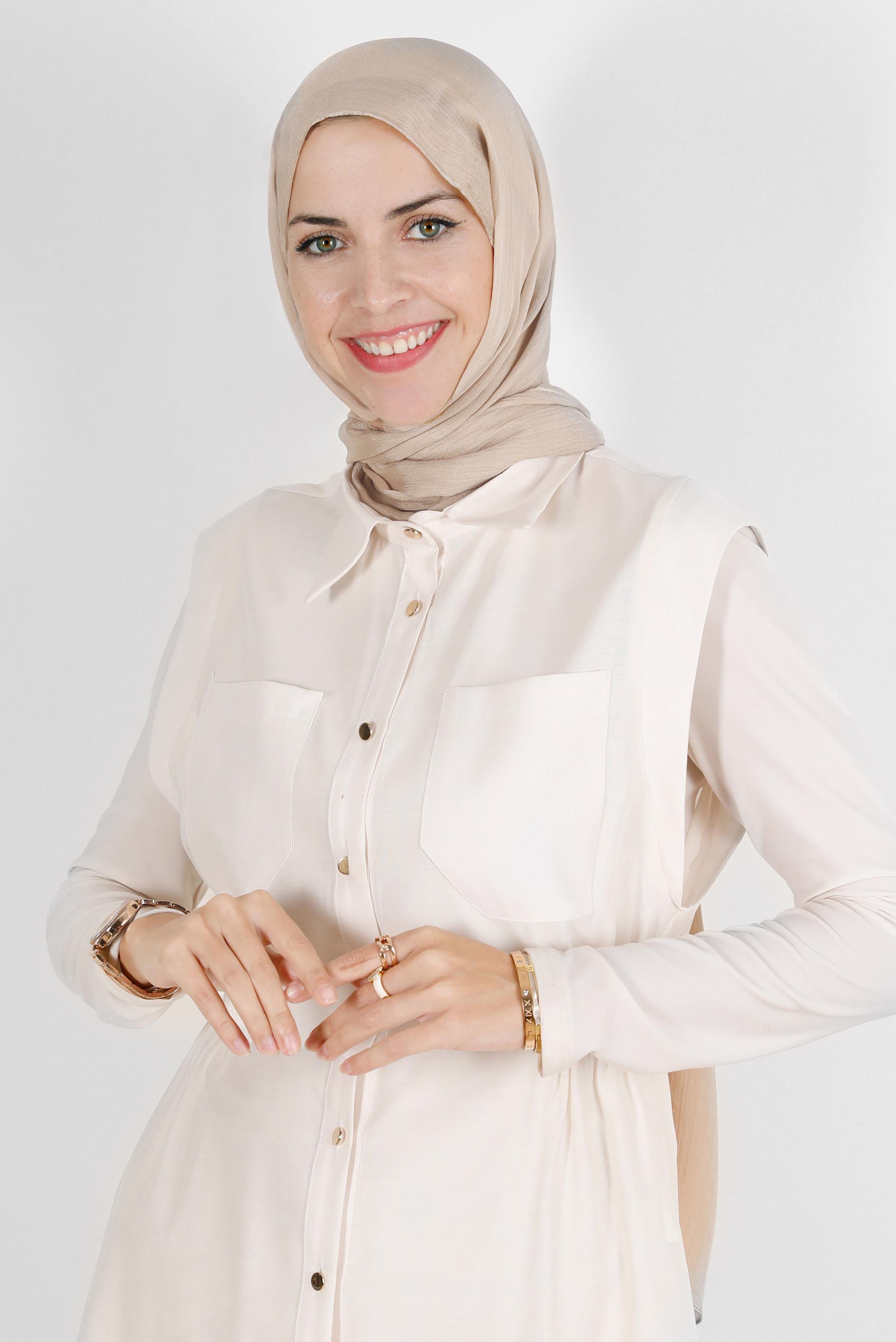 Tesettür giyim VİZON ALVİNA JANJANLI ŞAL 8139	