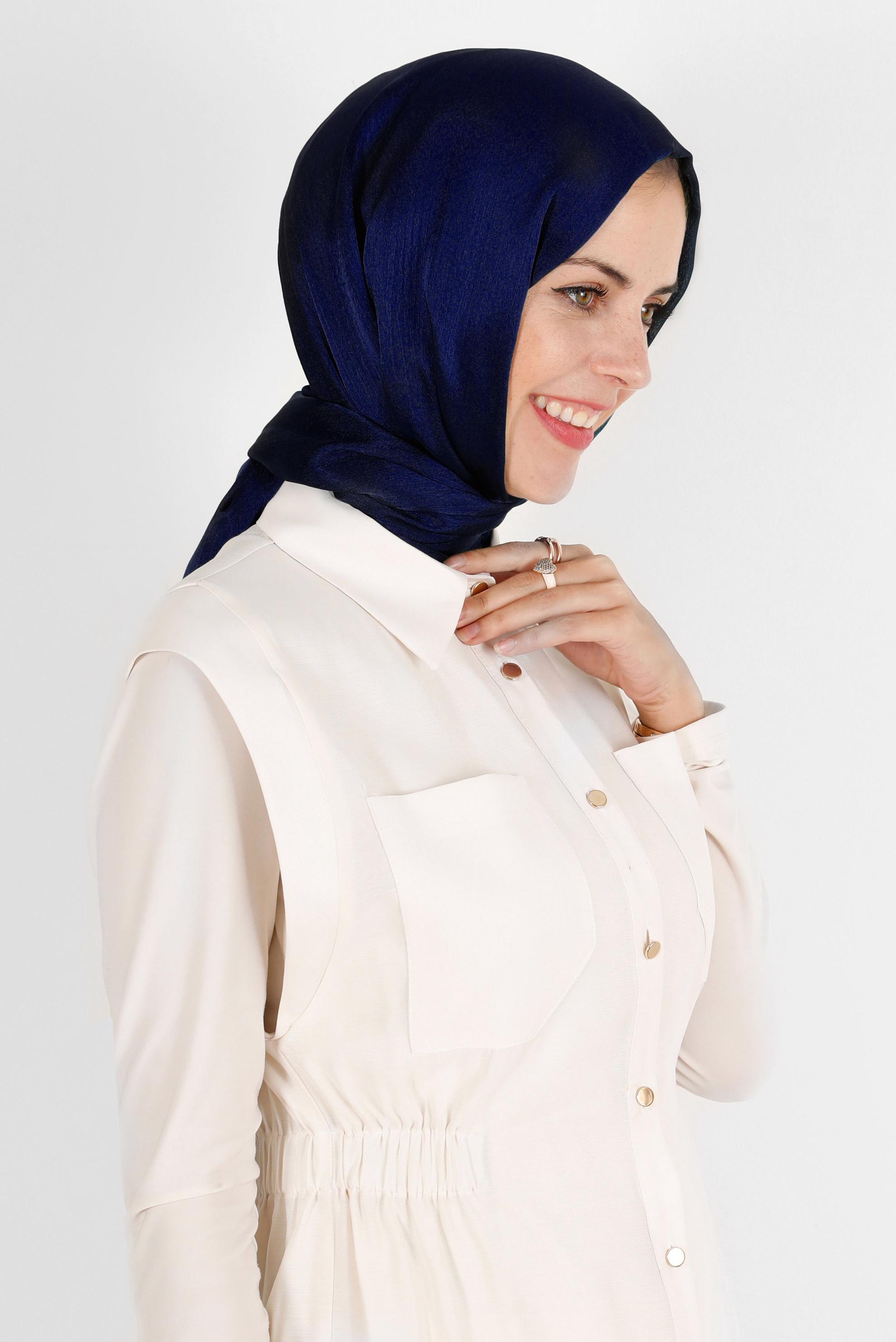 Hijab clothing NAVY BLUE ALVİNA FLASHY SHAWL 8139