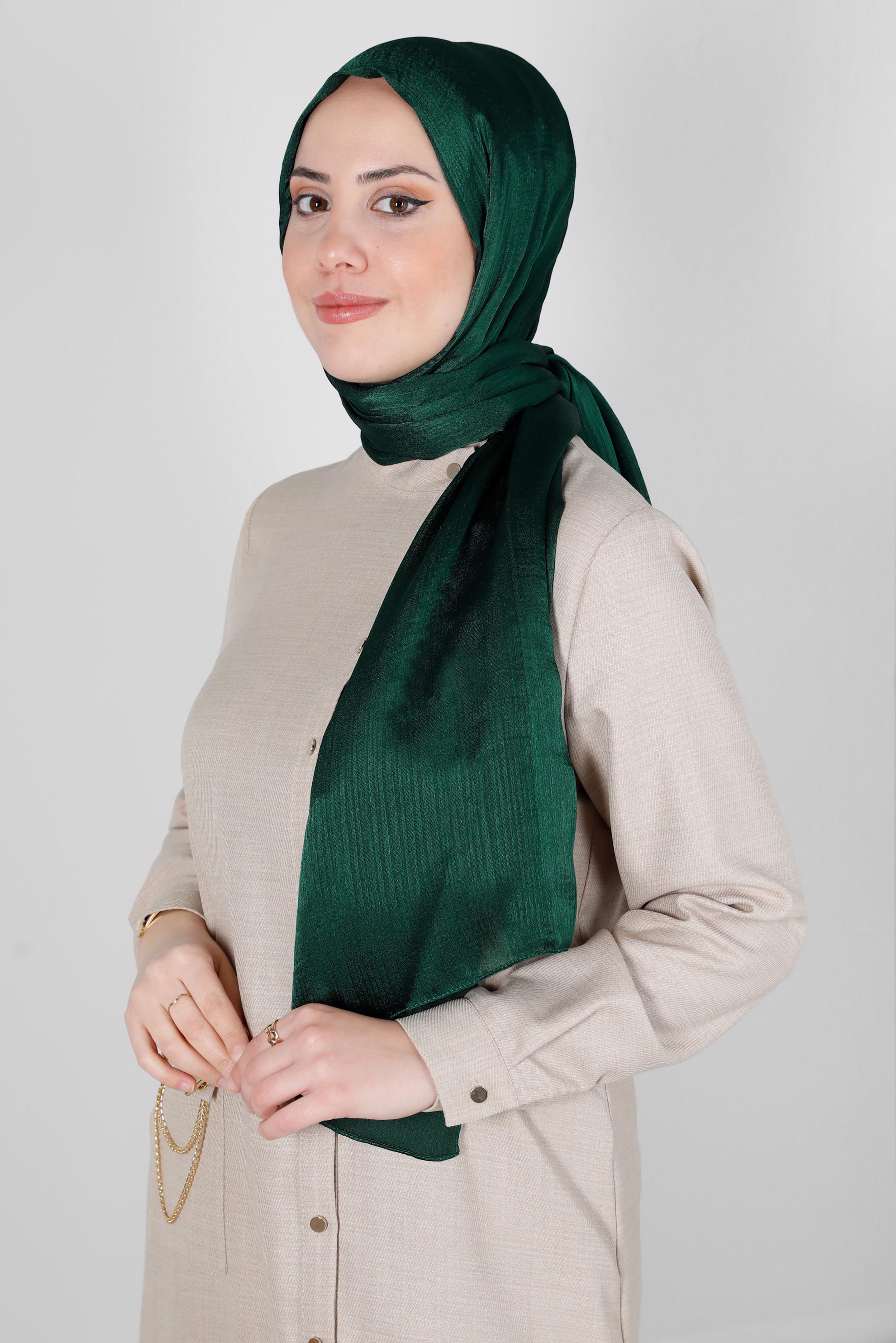 Tesettür giyim YEŞİL ALVİNA JANJANLI ŞAL 8139	