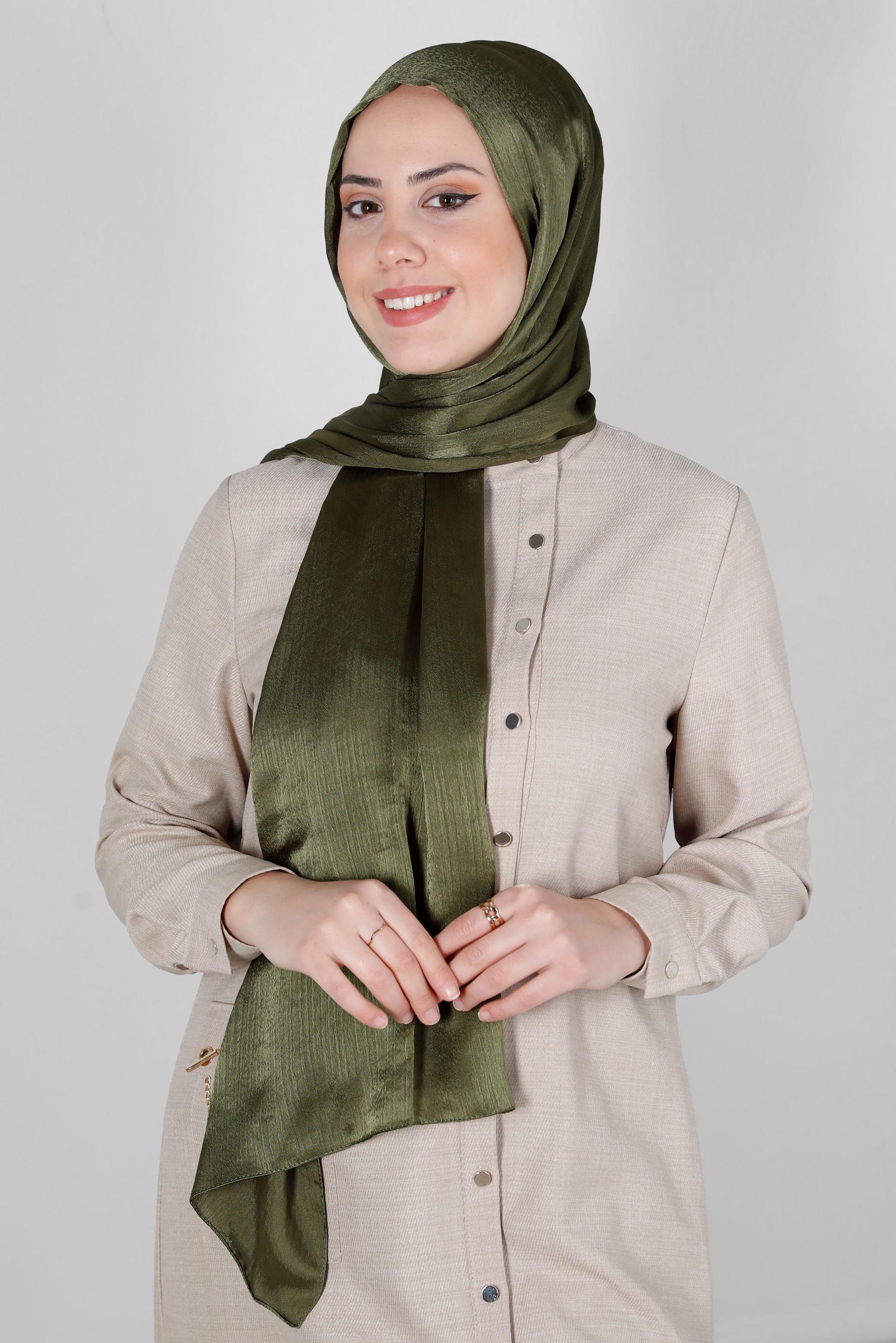 Tesettür giyim HAKİ ALVİNA JANJANLI ŞAL 8139	