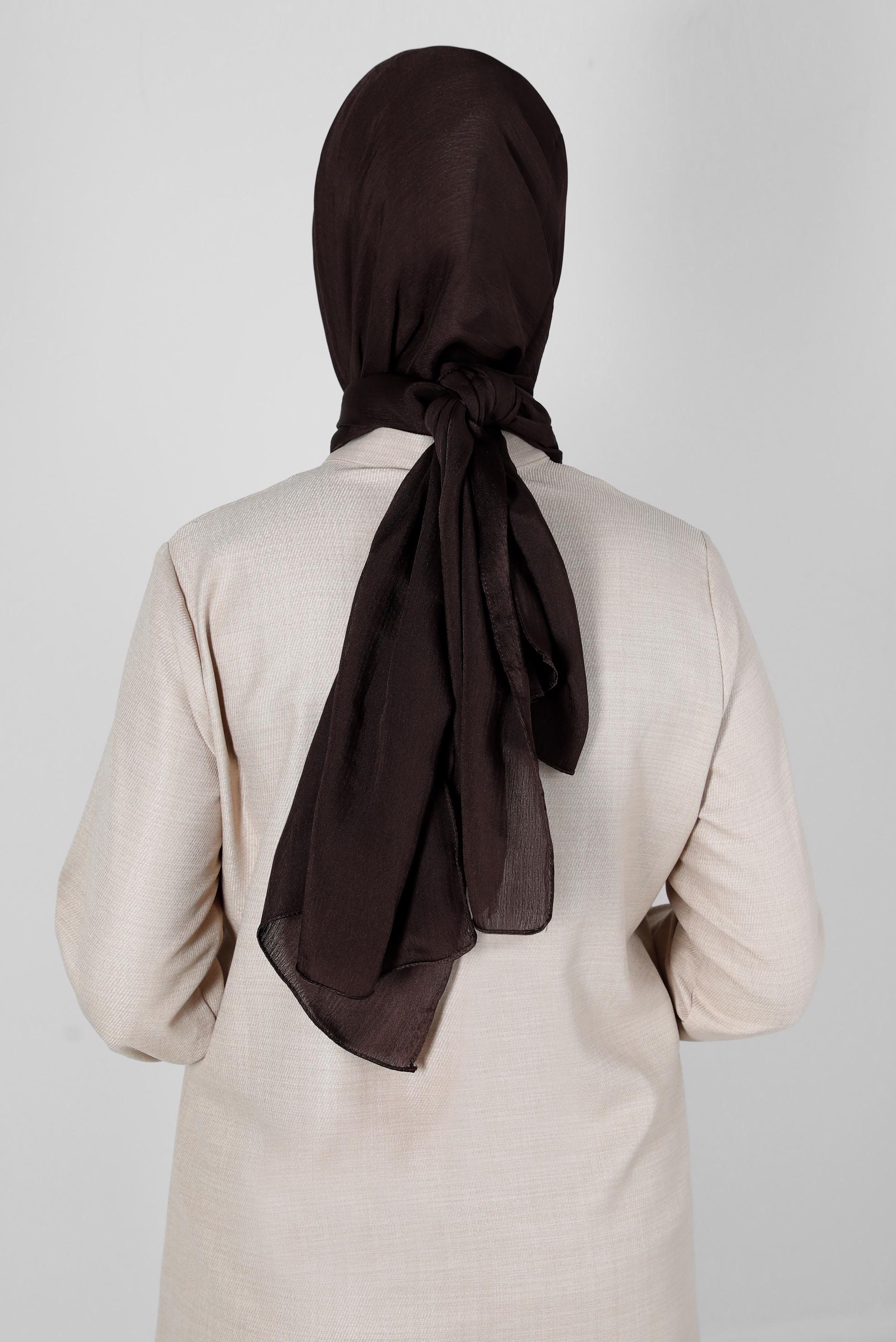 Tesettür giyim KAHVE ALVİNA JANJANLI ŞAL 8139	