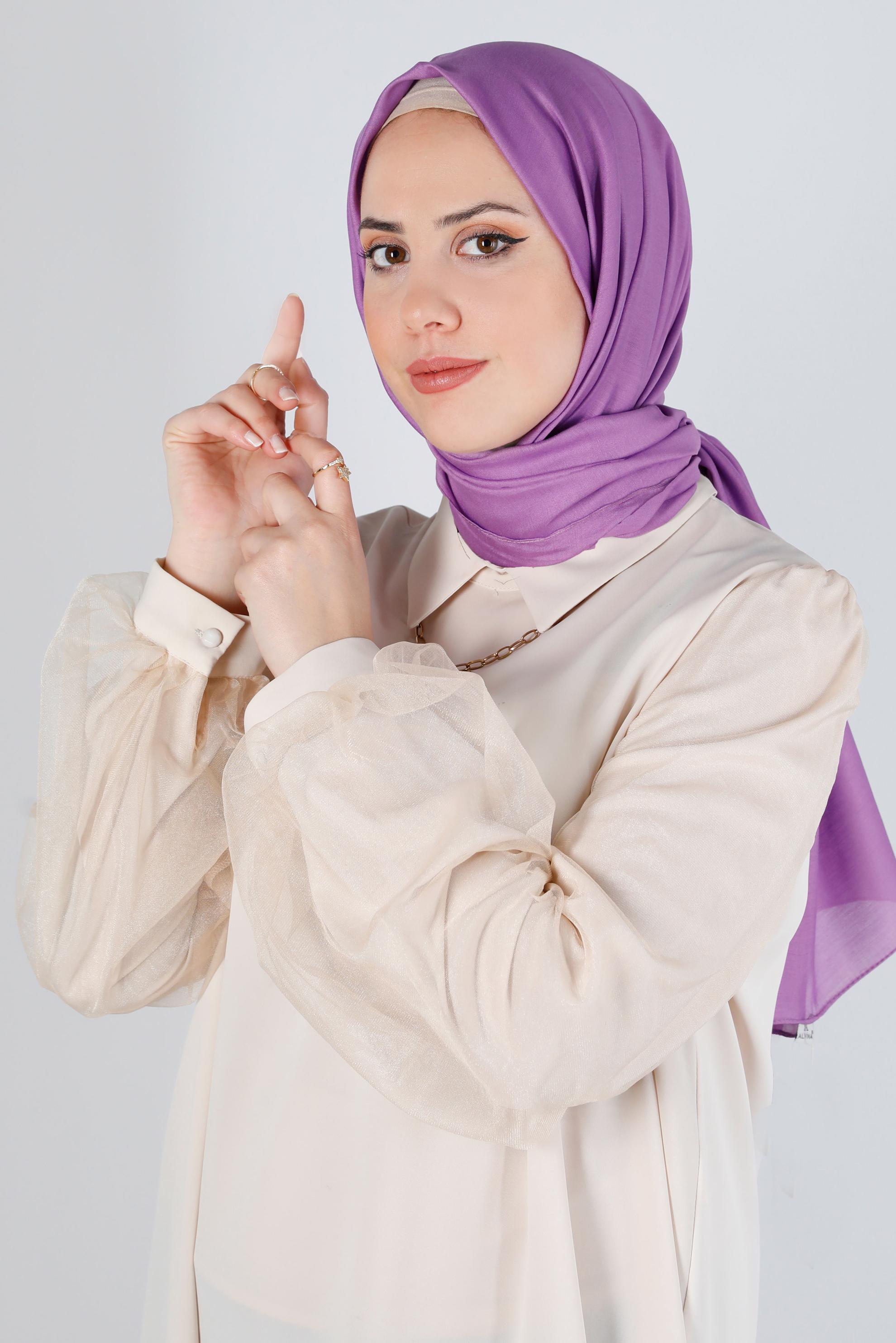 Tesettür giyim MOR ALVİNA İNCE İPEKSİ ŞAL 8141