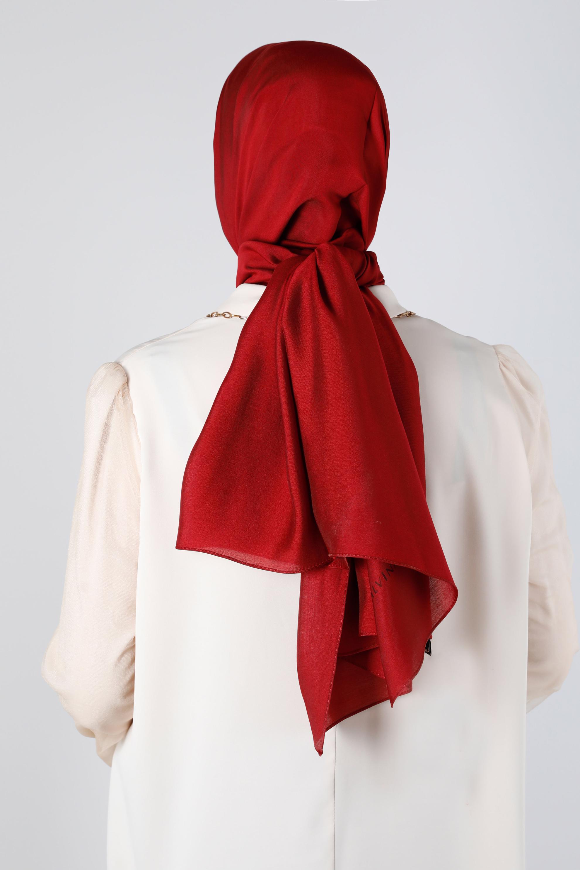 Tesettür giyim BORDO ALVİNA İNCE İPEKSİ ŞAL 8141