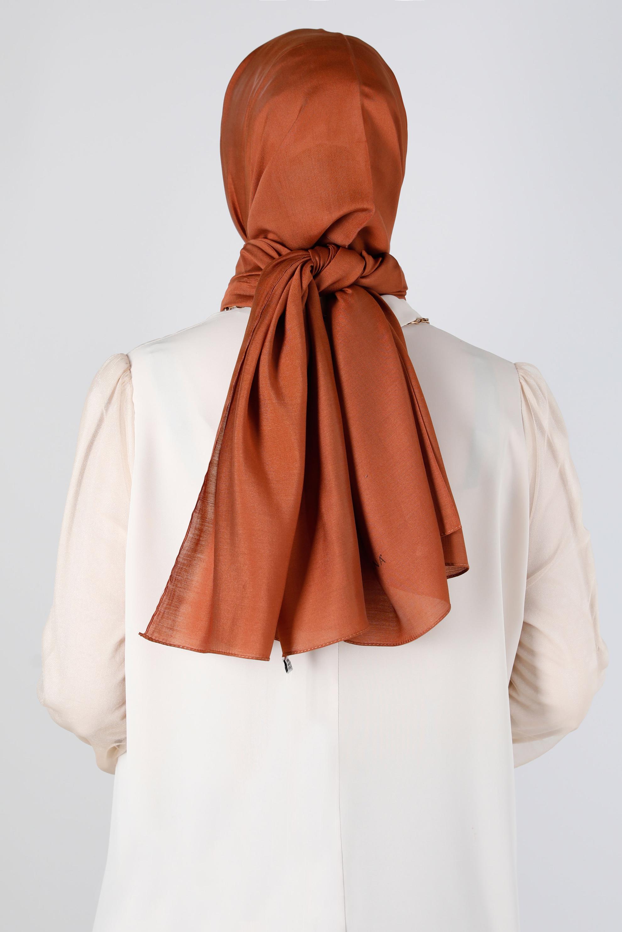 Tesettür giyim TABA ALVİNA İNCE İPEKSİ ŞAL 8141