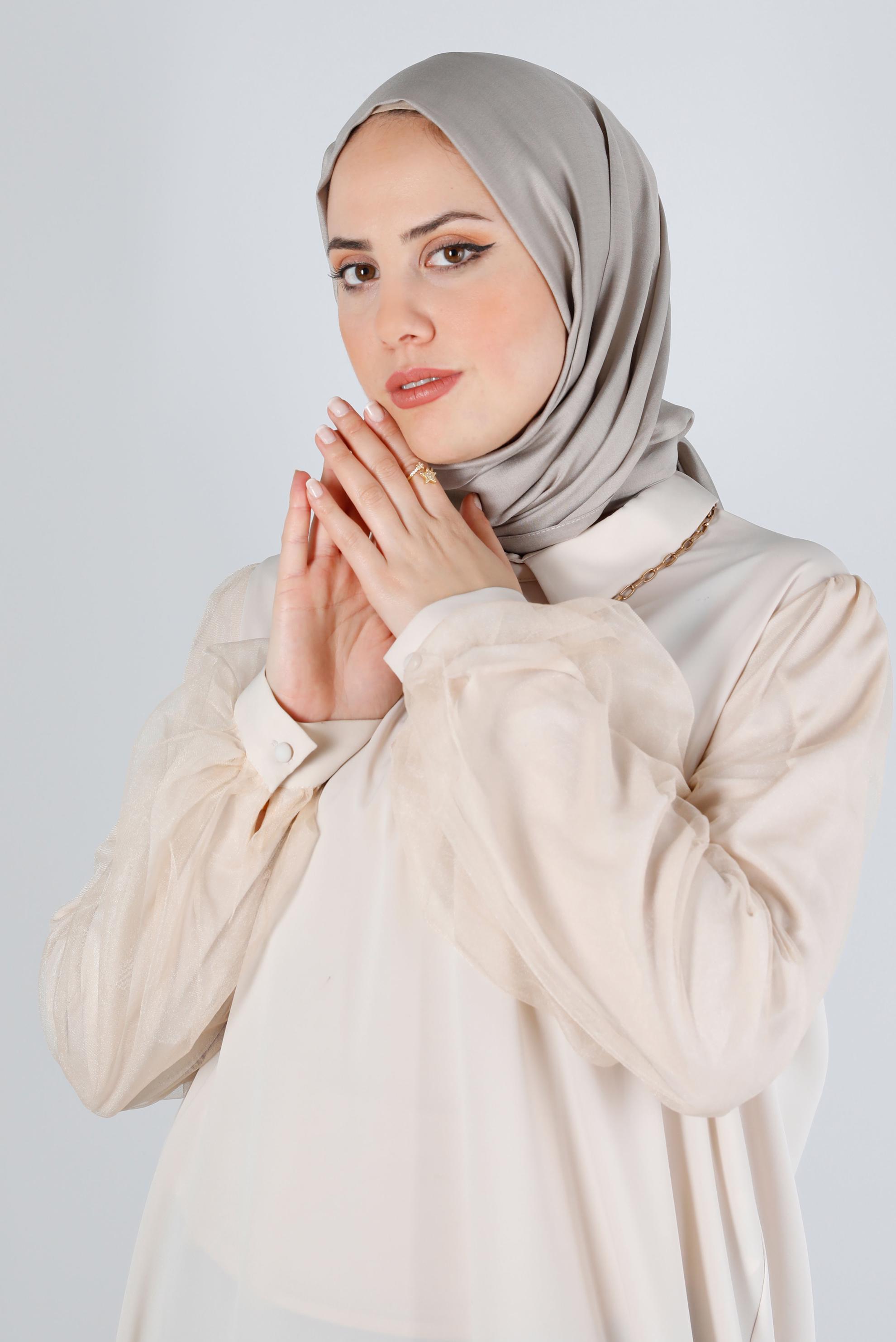 Tesettür giyim VİZON ALVİNA İNCE İPEKSİ ŞAL 8141