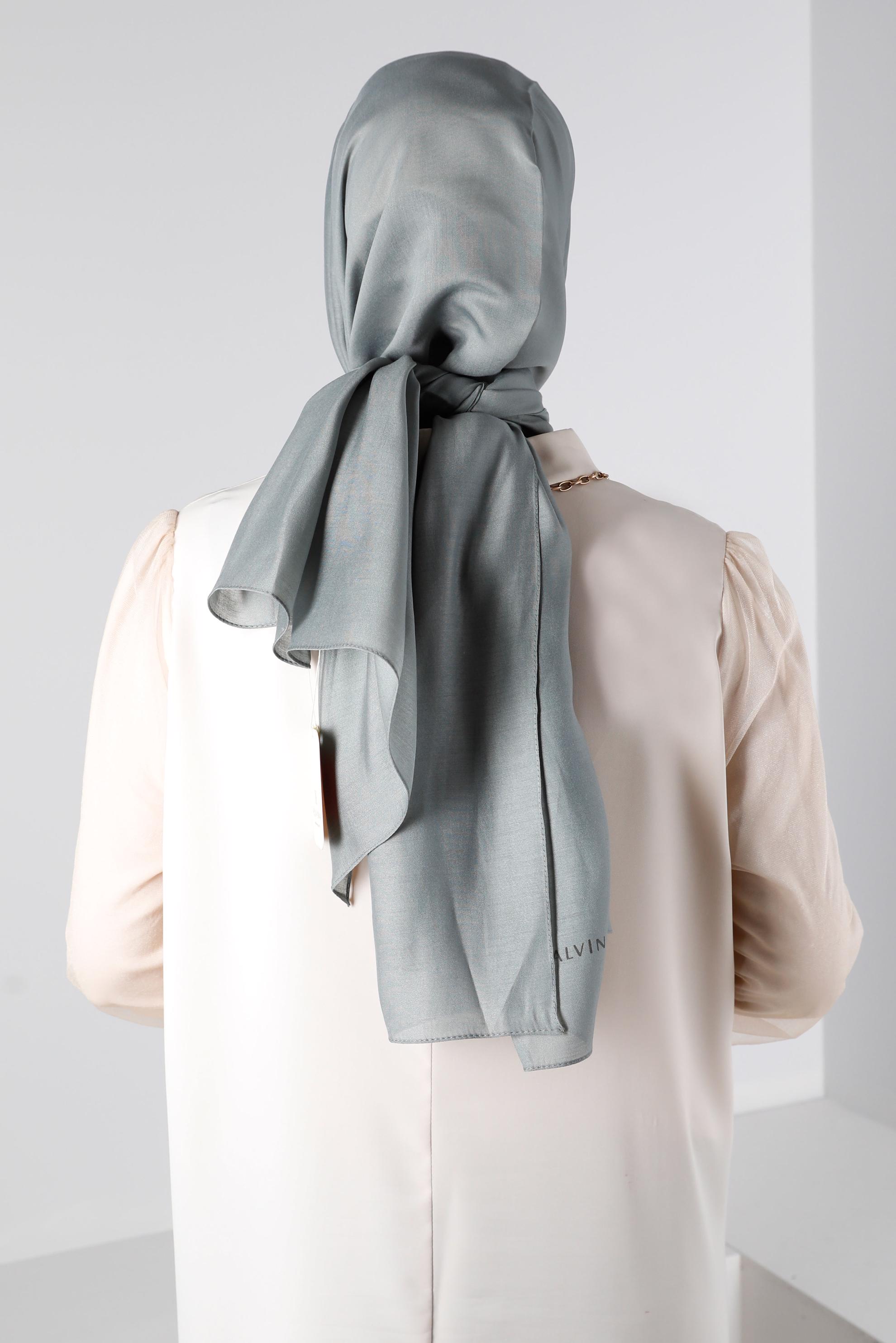 Tesettür giyim YEŞİL ALVİNA İNCE İPEKSİ ŞAL 8141