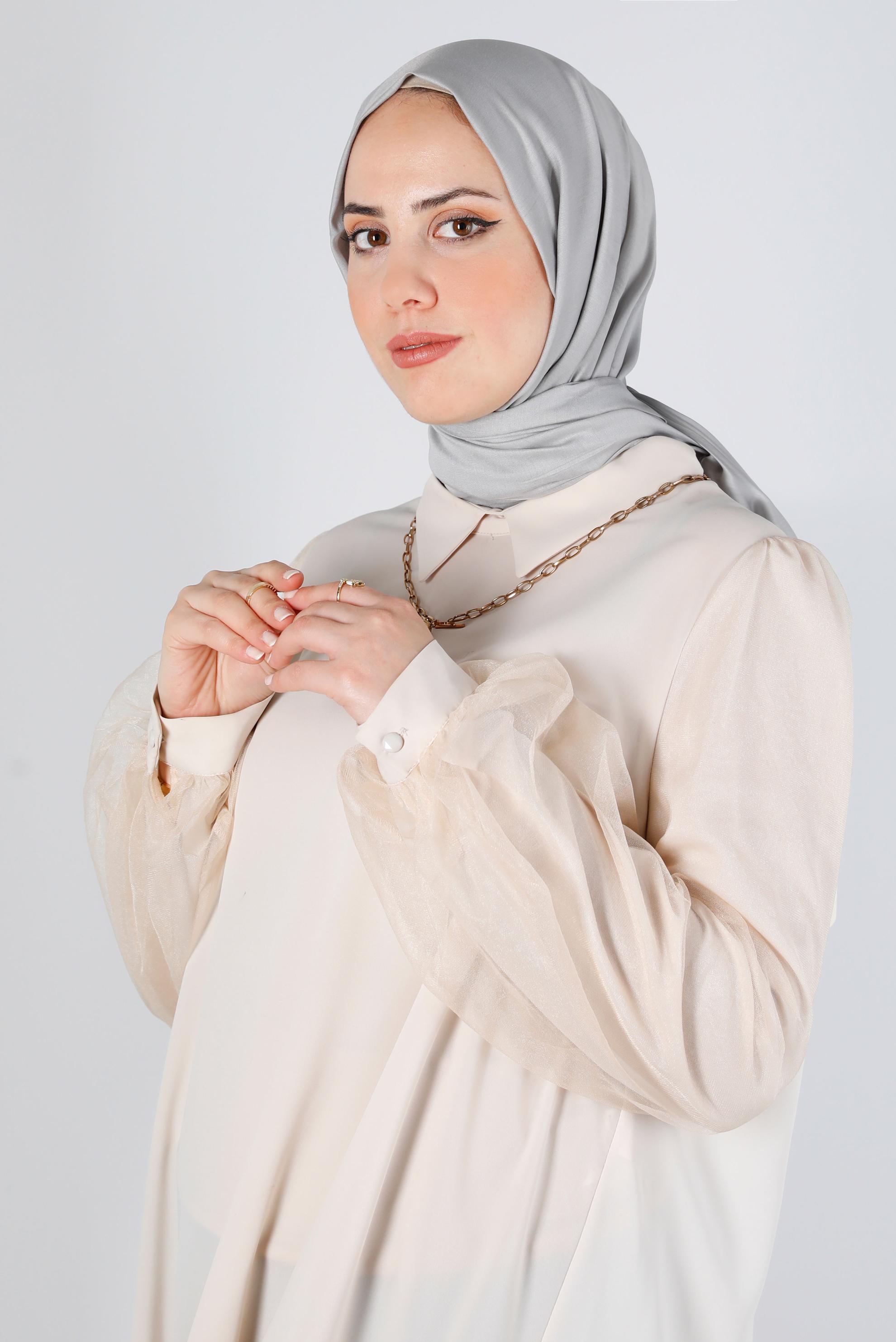 Tesettür giyim VİZON ALVİNA İNCE İPEKSİ ŞAL 8141