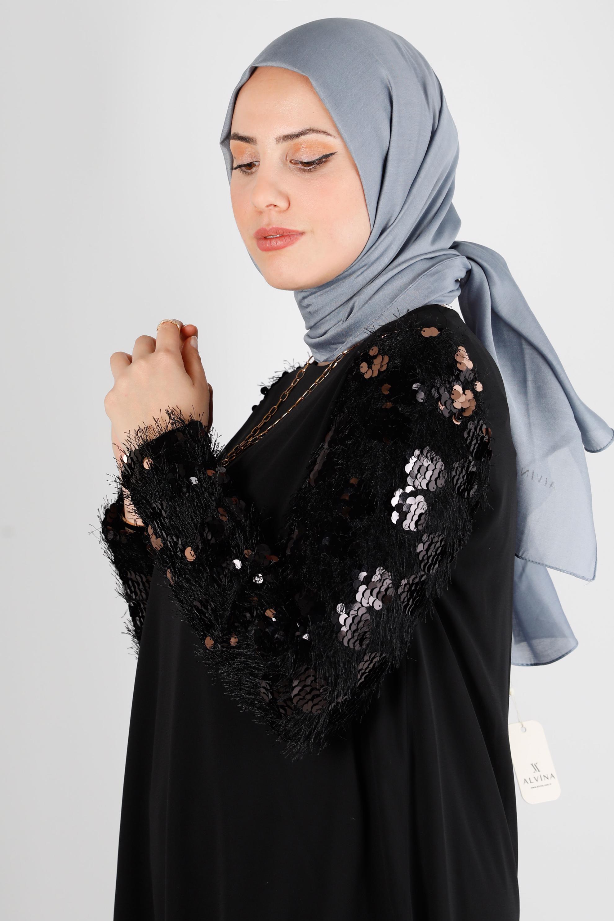 Tesettür giyim MAVİ ALVİNA İNCE İPEKSİ ŞAL 8141