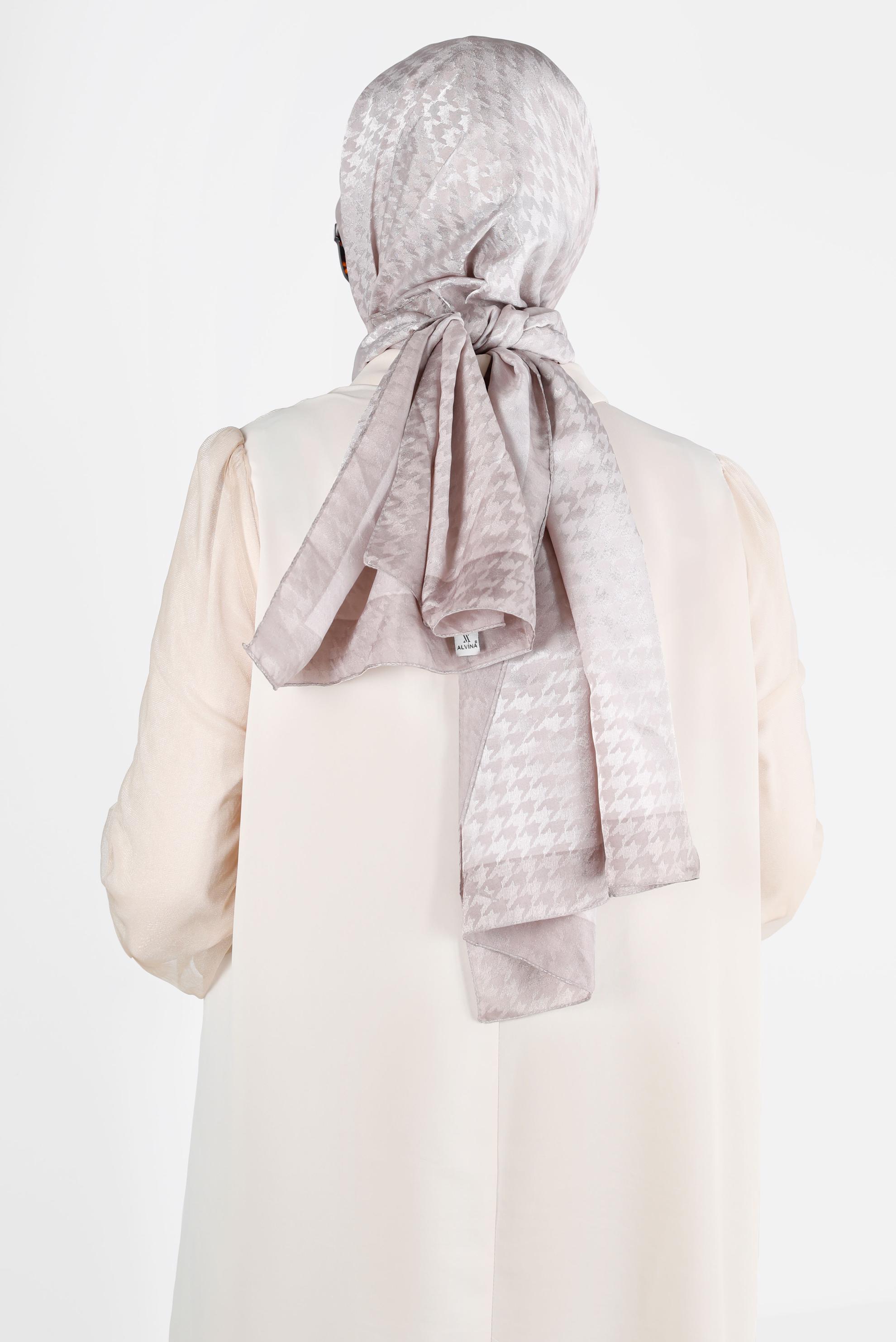 Tesettür giyim VİZON ALVINA KAZAYAĞI DESENLİ ŞAL 8143