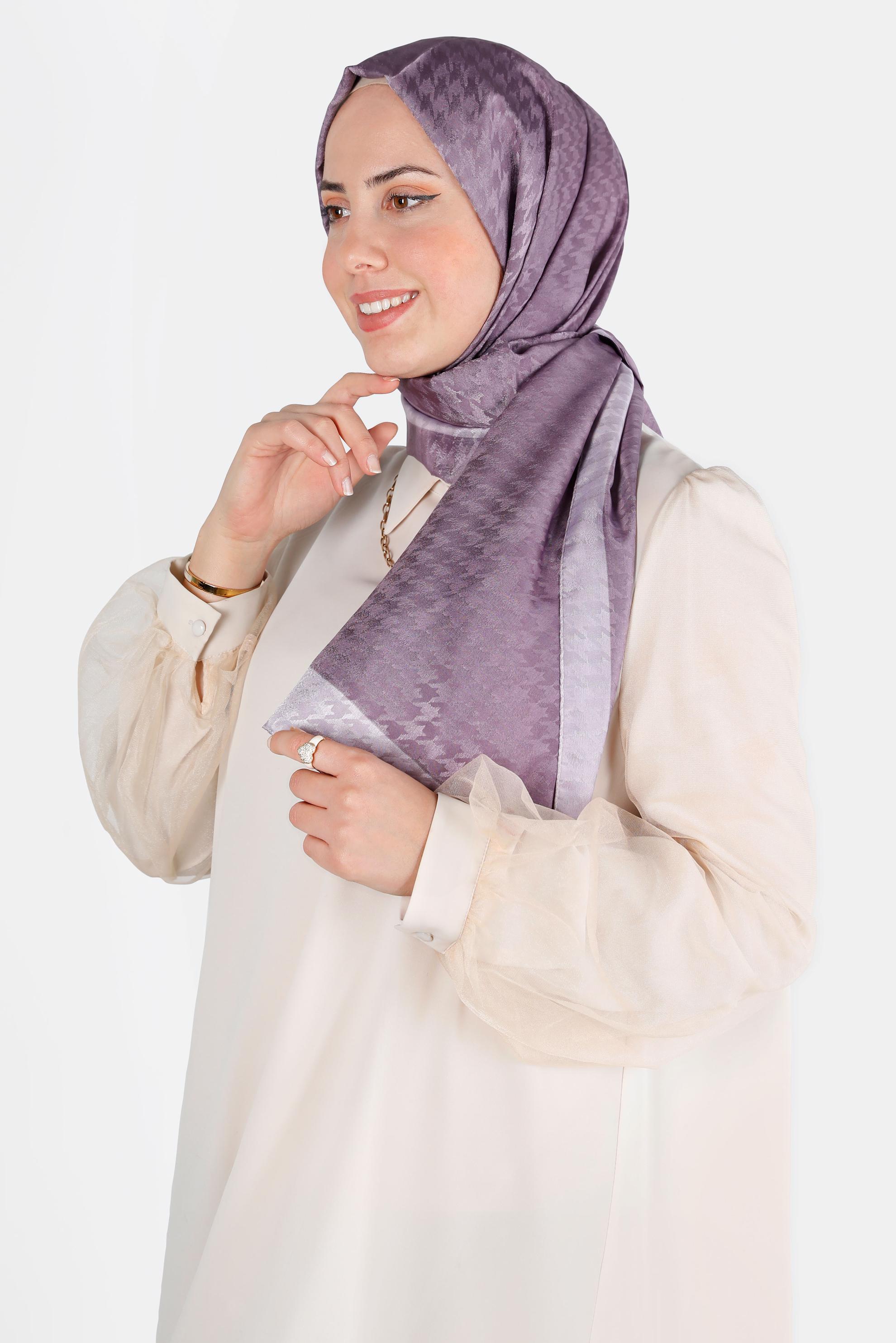 Tesettür giyim MOR ALVINA KAZAYAĞI DESENLİ ŞAL 8143
