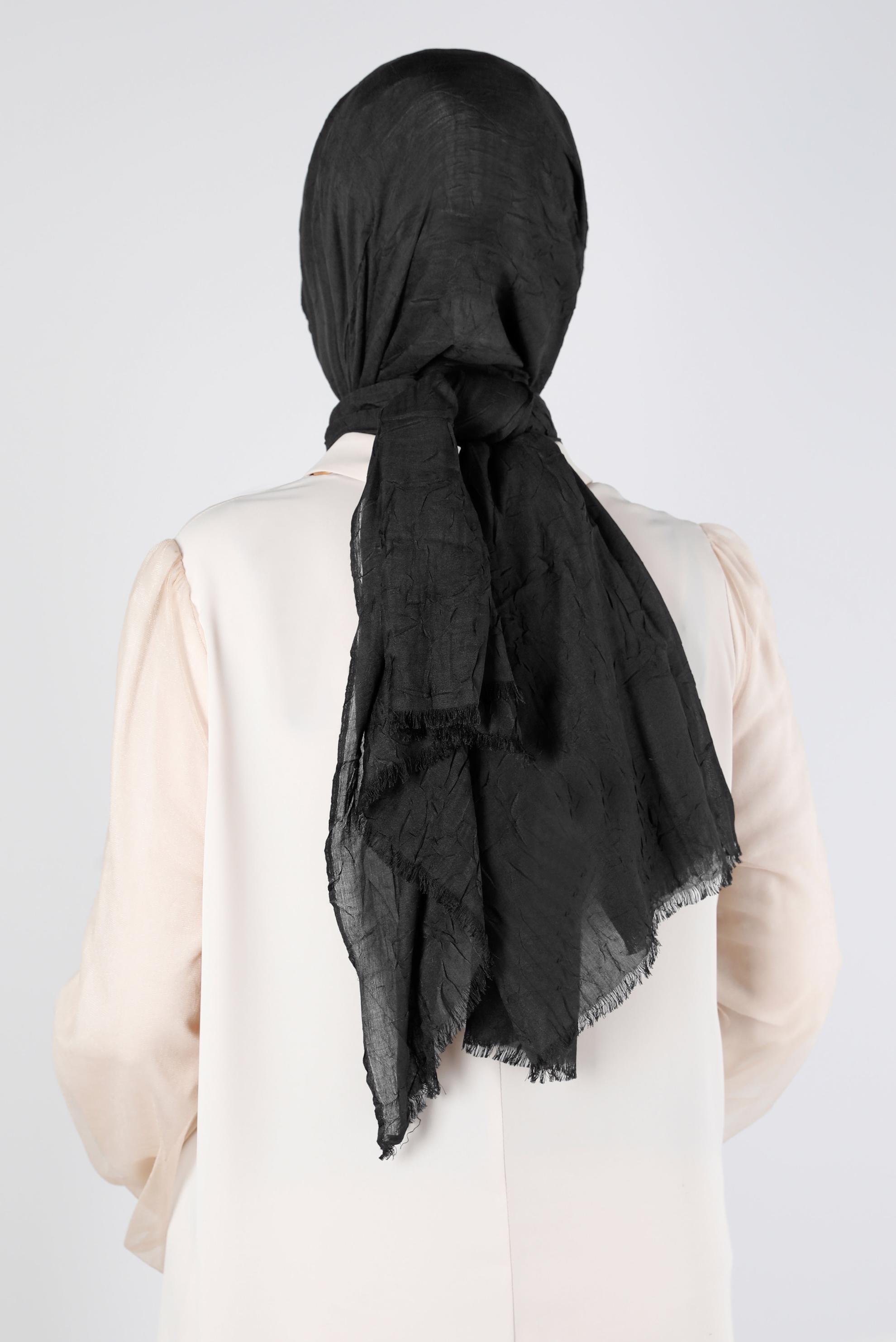 Tesettür giyim SİYAH ALVİNA BAMBU KRAŞ ŞAL 8145